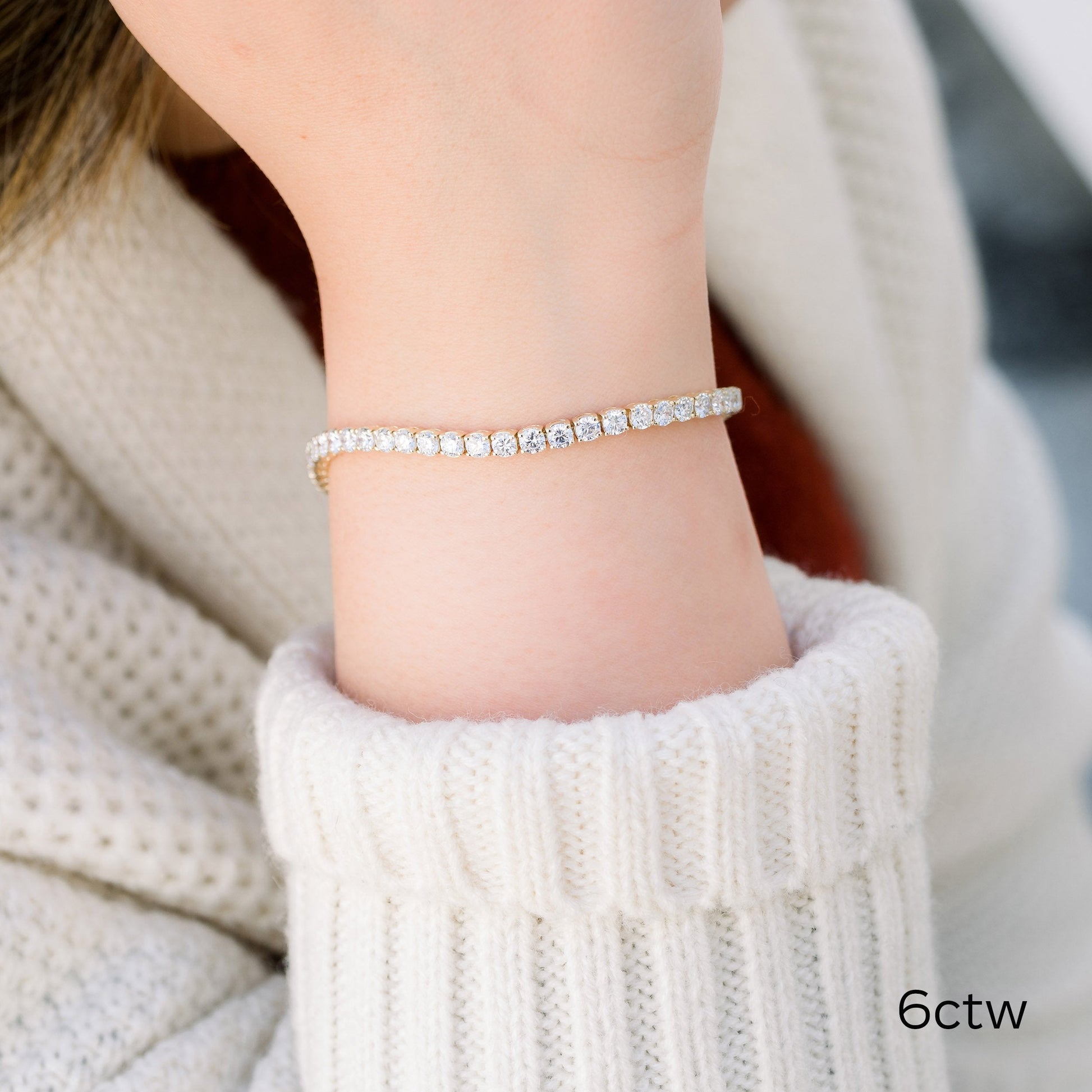 Round Lab Grown Diamond Four Prong Tennis Bracelet , EF Color, VS Clarity, IGI Certificate