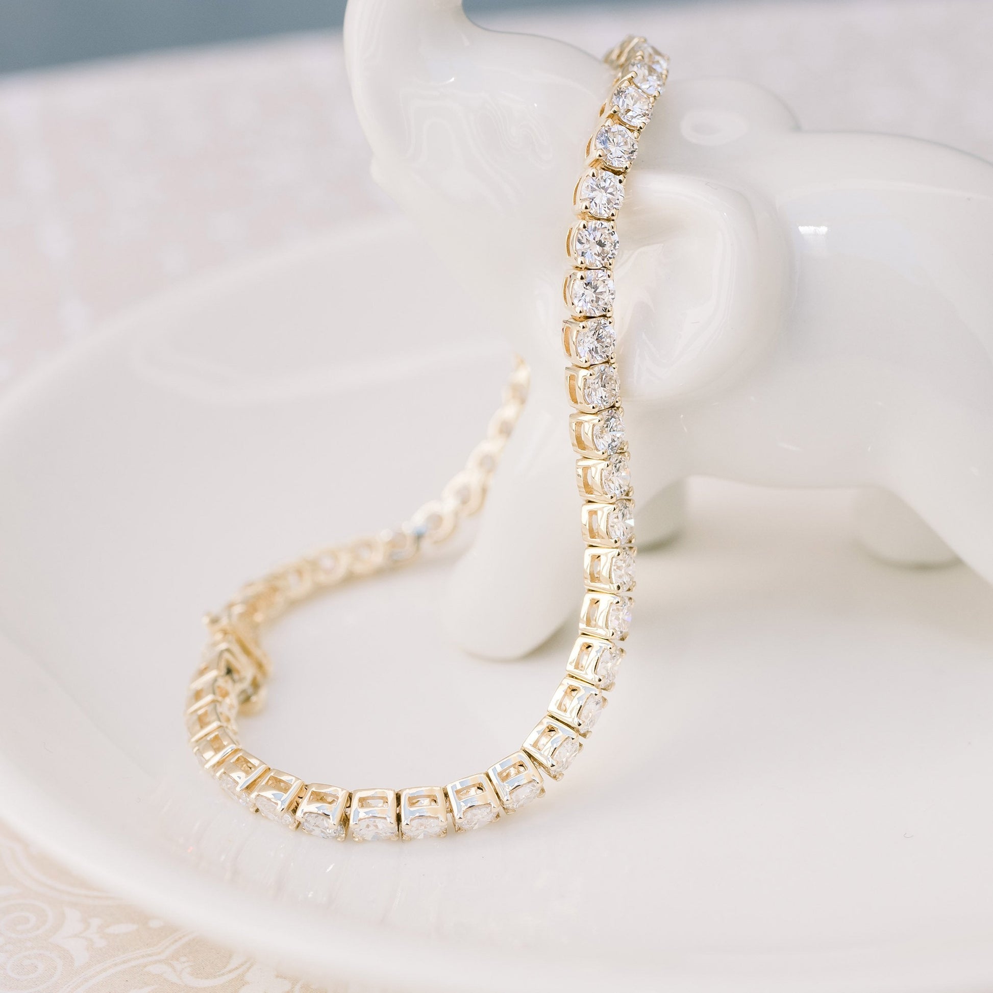 Round Lab Grown Diamond Four Prong Tennis Bracelet , EF Color, VS Clarity, IGI Certificate