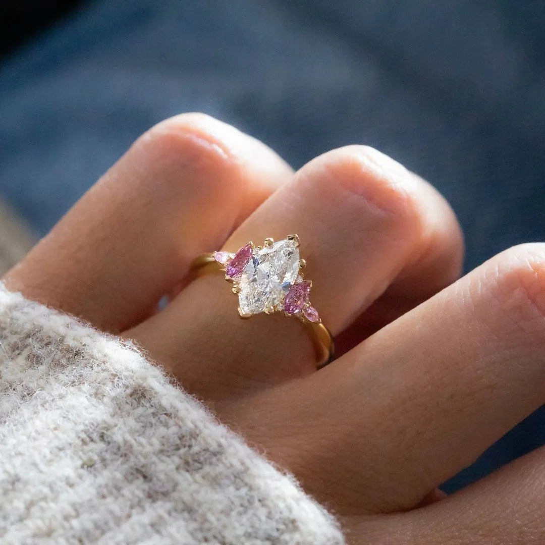 Common :: marquise cluster lab grown diamond ring luxury engagement ring