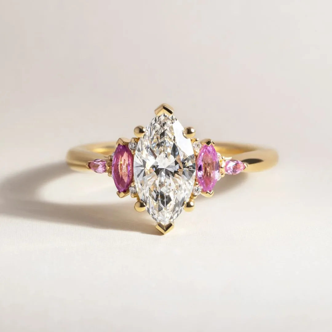 Common :: Zenentia 1.5ct marquise cluster lab grown diamond engagement ring IGI certified