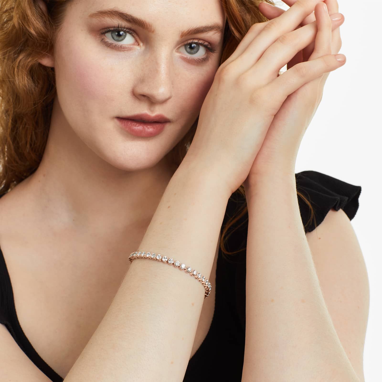 Round Lab grown Diamond Four Prong Tennis Bracelet, EF Color, VS Clarity, IGI Certified