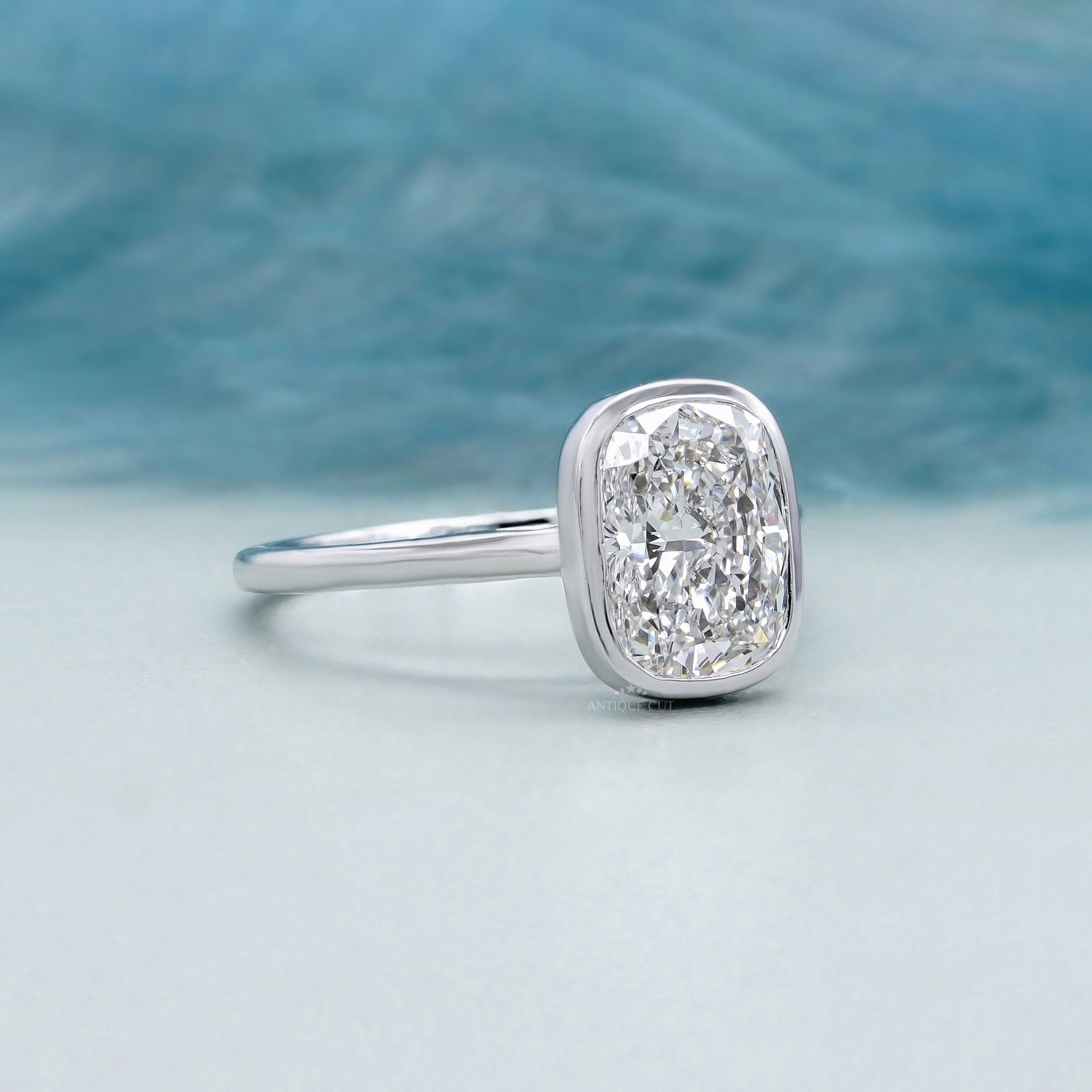 Cushion 2.00ct Lab Grown Diamond Bezel Set Solitaire Engagement Ring | IGI Certified