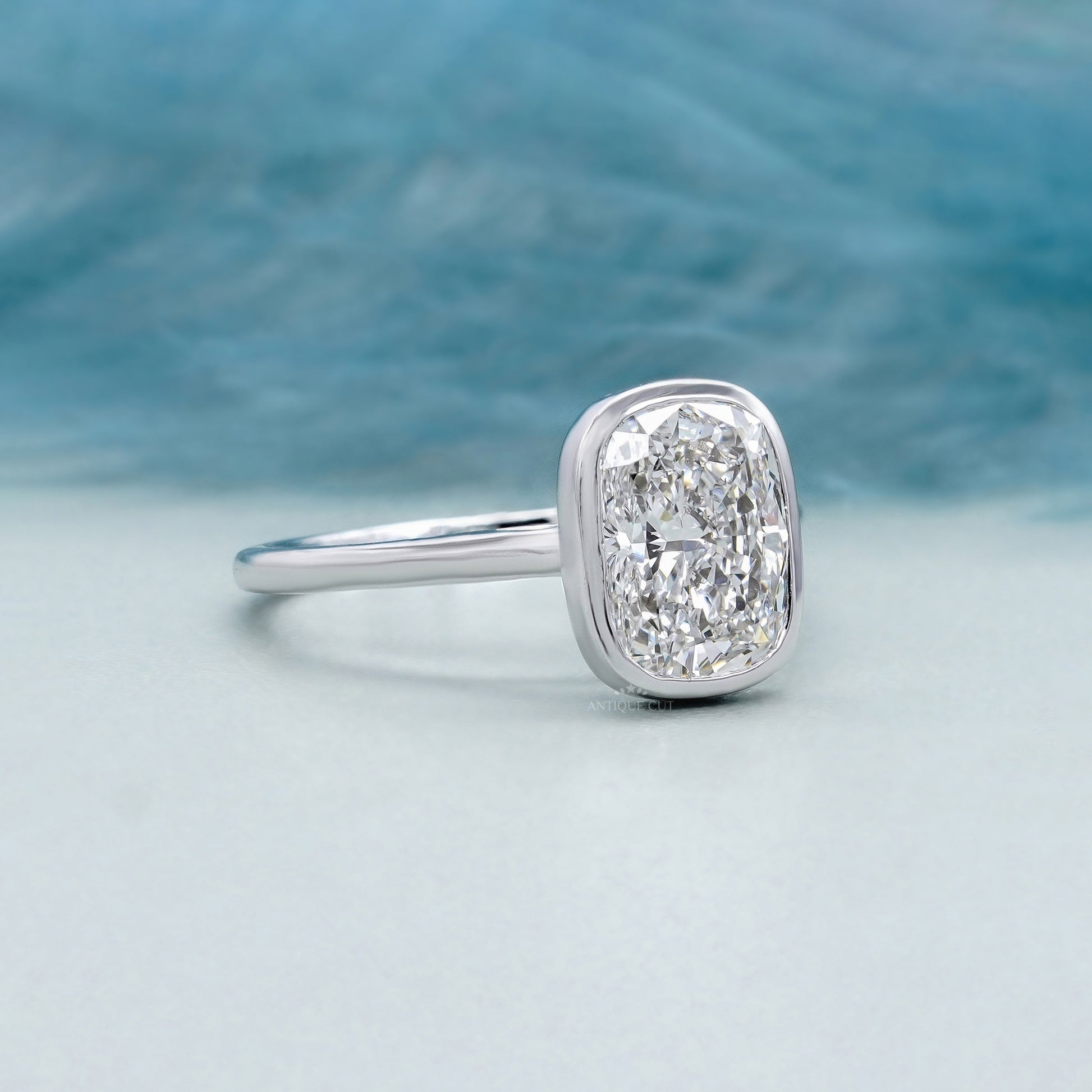 Cushion 2.00ct Lab Grown Diamond Bezel Set Solitaire Engagement Ring | IGI Certified