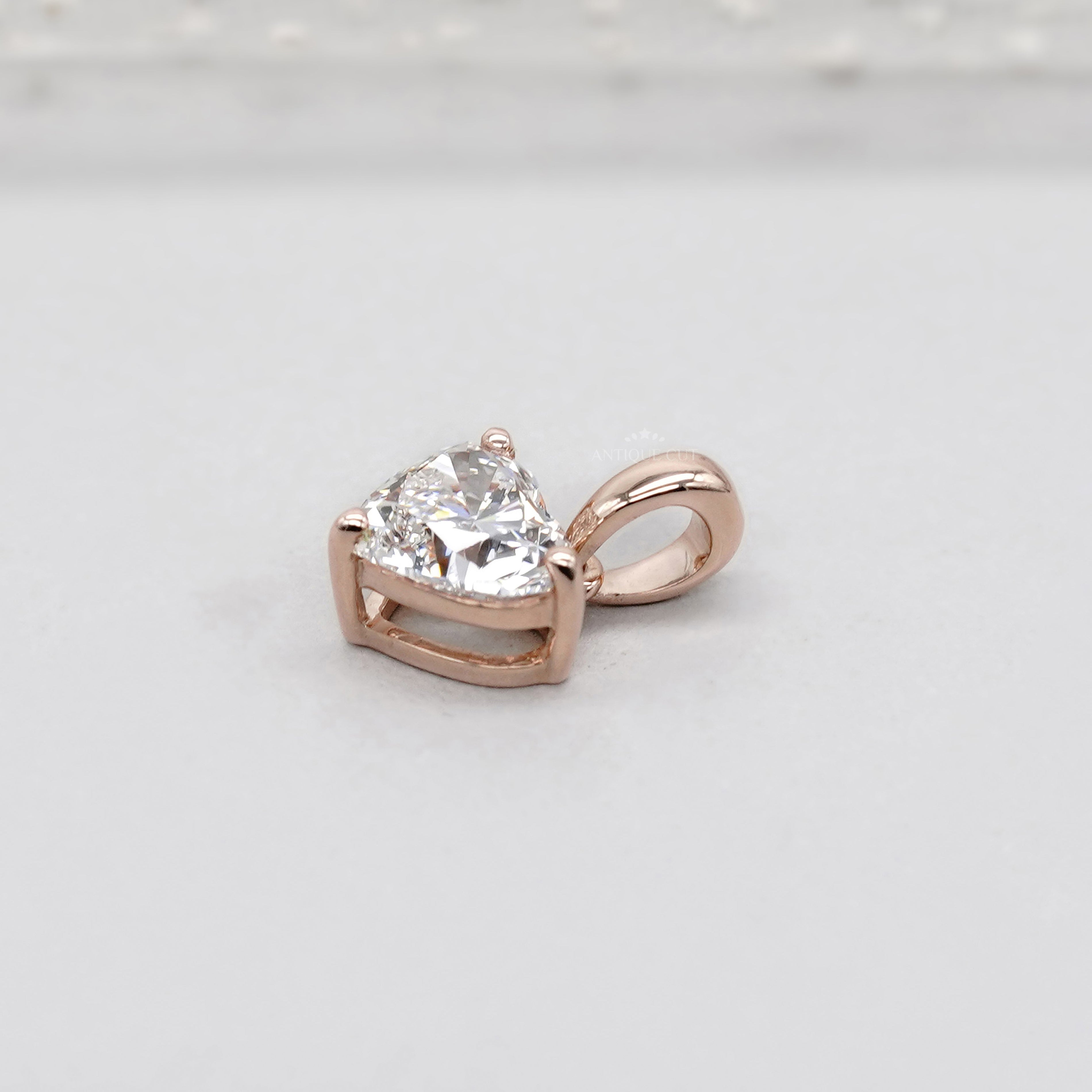 1.00ct Heart Lab Grown Diamond Pendant Necklace | Rose Gold Solitaire with Chain | IGI Certified
