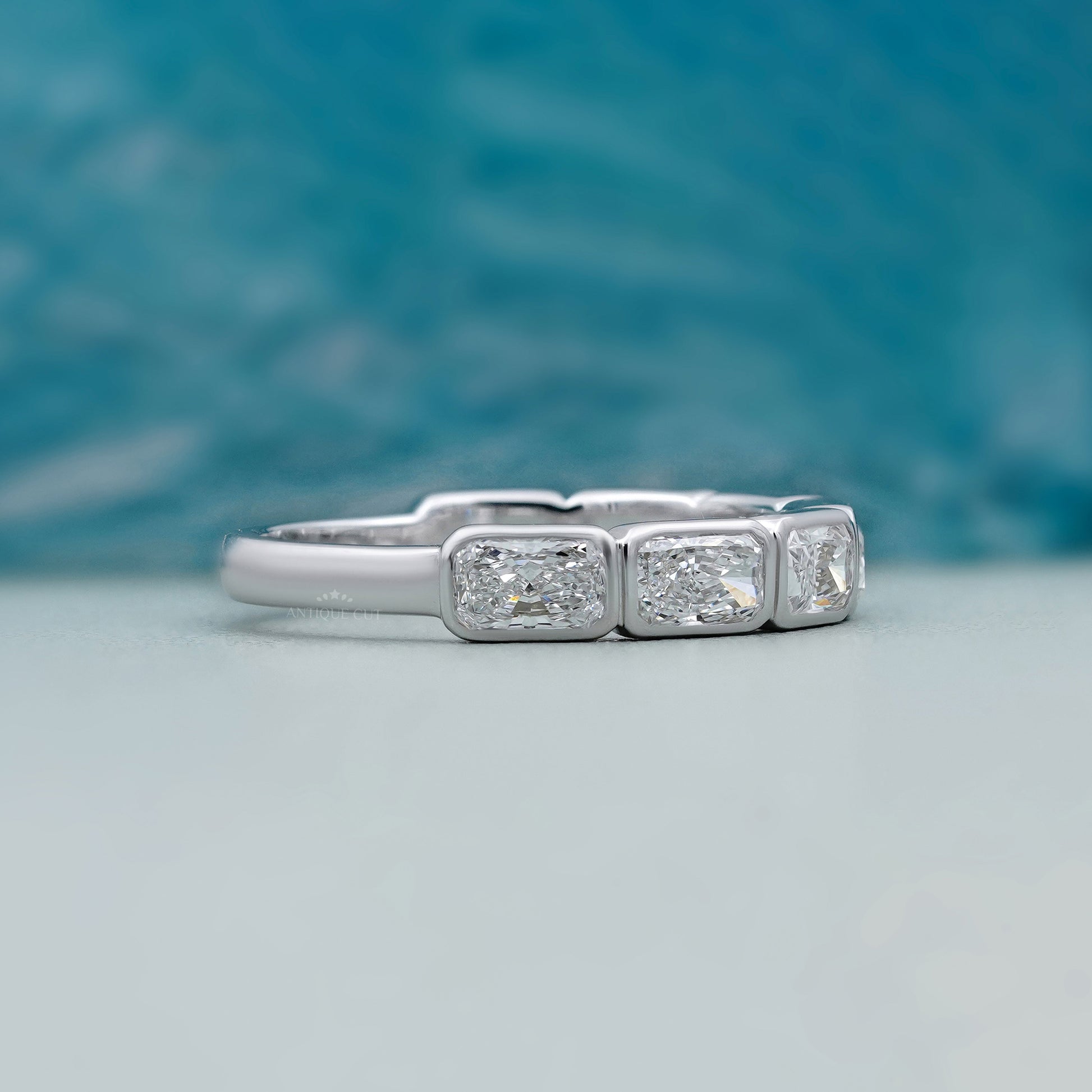 2.10ct Radiant Cut Diamond Wedding Band – 7 Stone Anniversary Ring in White Gold | Diamond Eternity Band | Bridal Stackable Ring