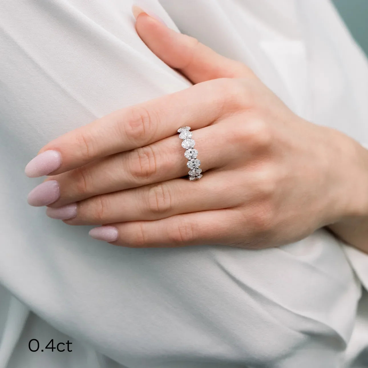 Oval French U Eternity Band, EF Color, VS Clarity - IGI Certified Diamond