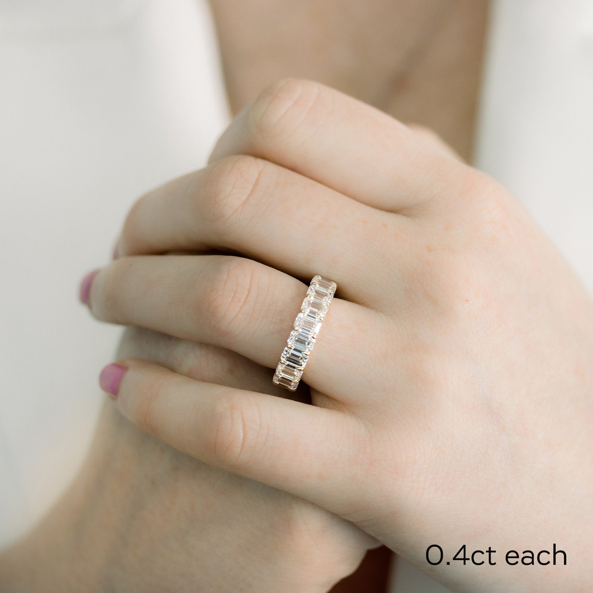 Emerald Lab Grown Diamond Eternity Band | EF Color, VS Clarity | IGI Certified | 5–6tcw | 14k/18k Gold | Ethical Wedding Band