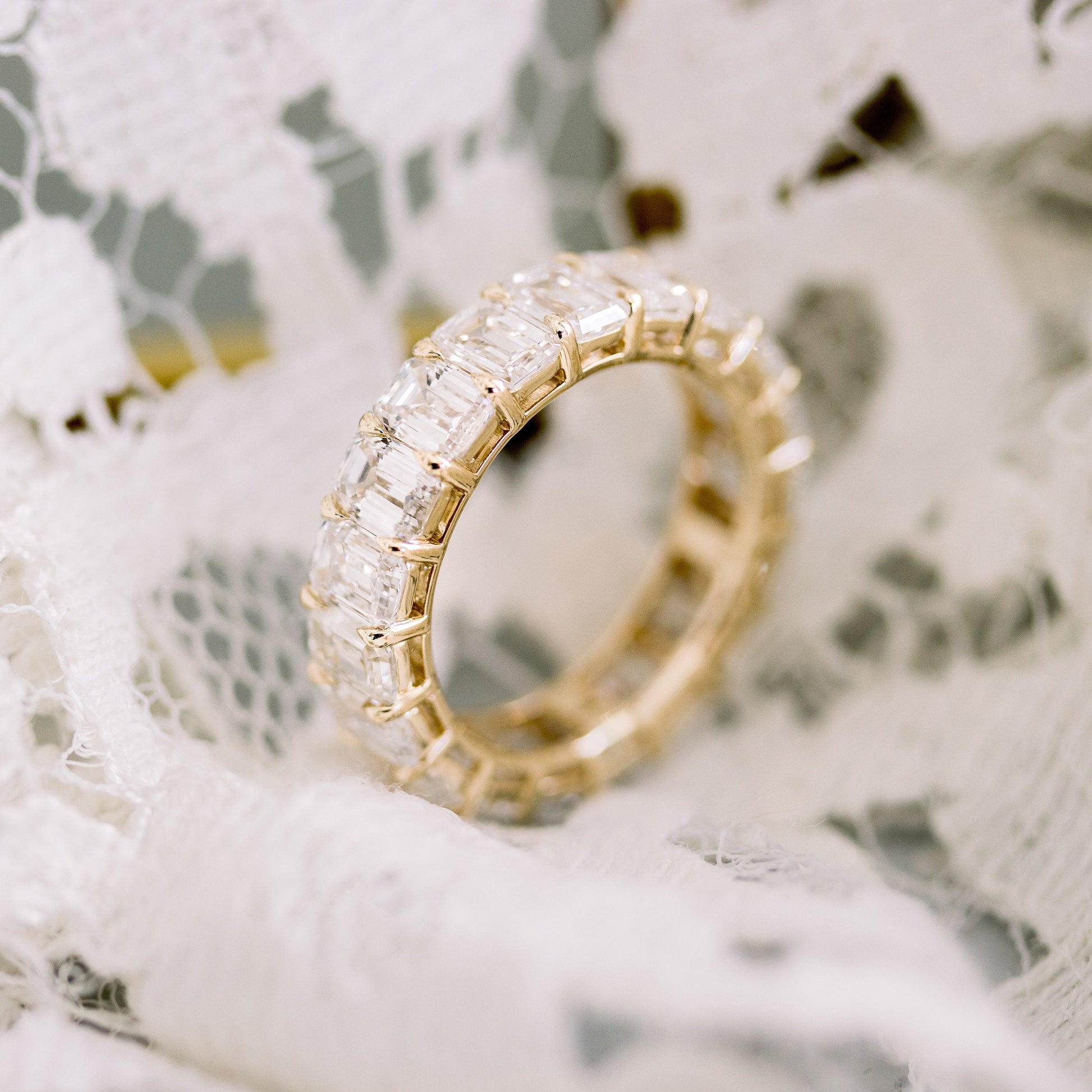 Emerald Lab Grown Diamond Eternity Band | EF Color, VS Clarity | IGI Certified | 5–6tcw | 14k/18k Gold | Ethical Wedding Band