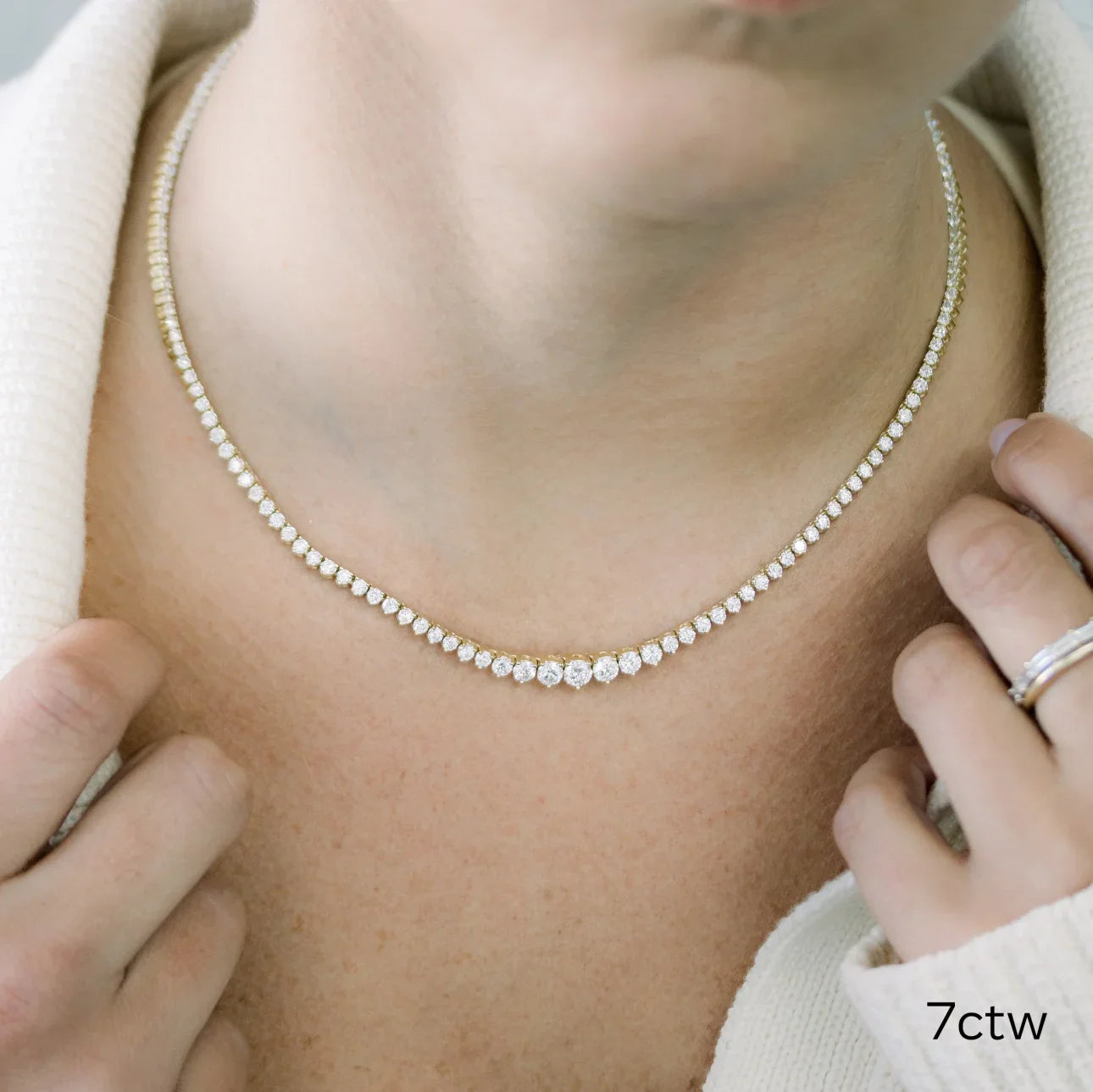 Round Lab Grown Diamond Riviera Choker, EF Color, VS Clarity, IGI Certified