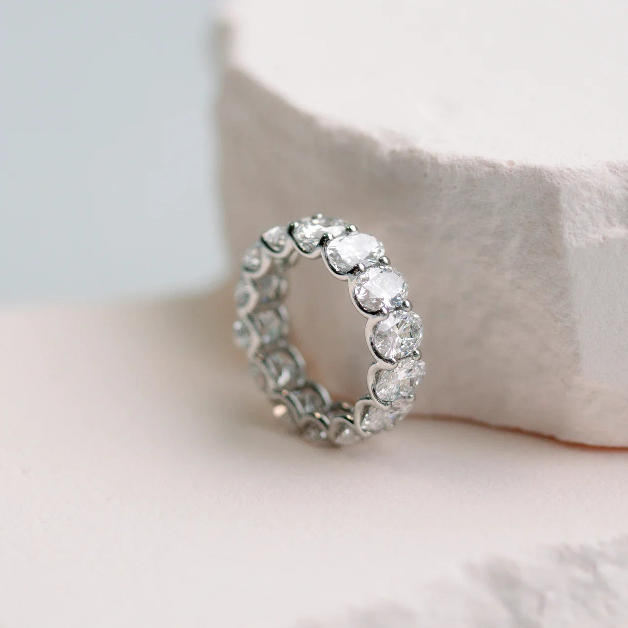 Oval French U Eternity Band, EF Color, VS Clarity - IGI Certified Diamond