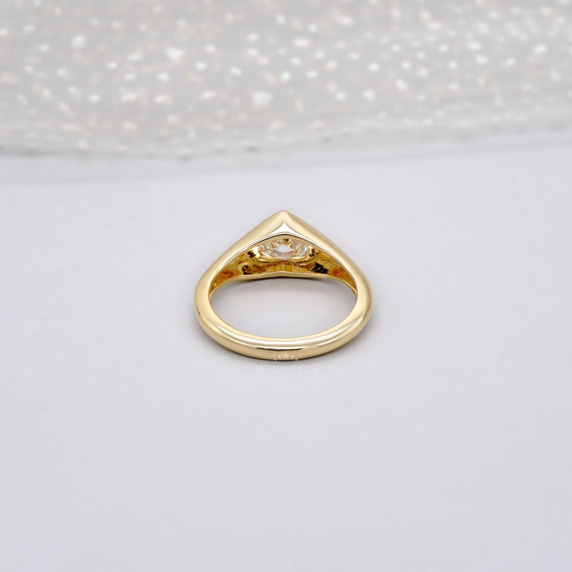 Heart 1.00ct Lab Diamond Bezel Ring | Solid Yellow Gold | Modern Love IGI Certified