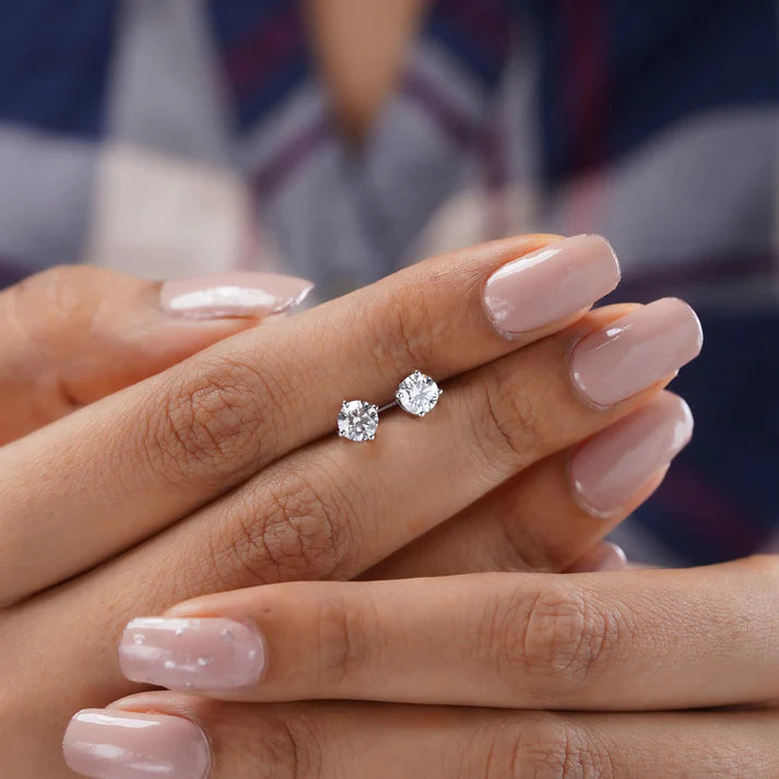 Round 1.00tcw Lab Grown Diamond Stud Earrings  | D-E-F Color, VVS–VS Clarity| IGI Certified