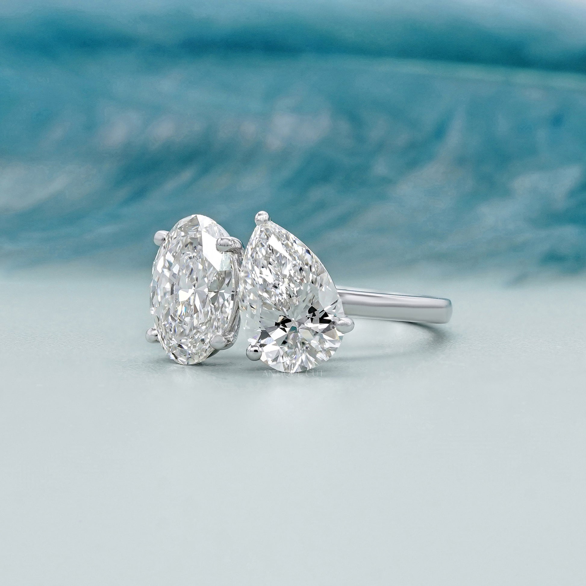 Oval & Pear 4.40tcw Toi et Moi Lab Grown Diamond Engagement Ring | IGI Certified