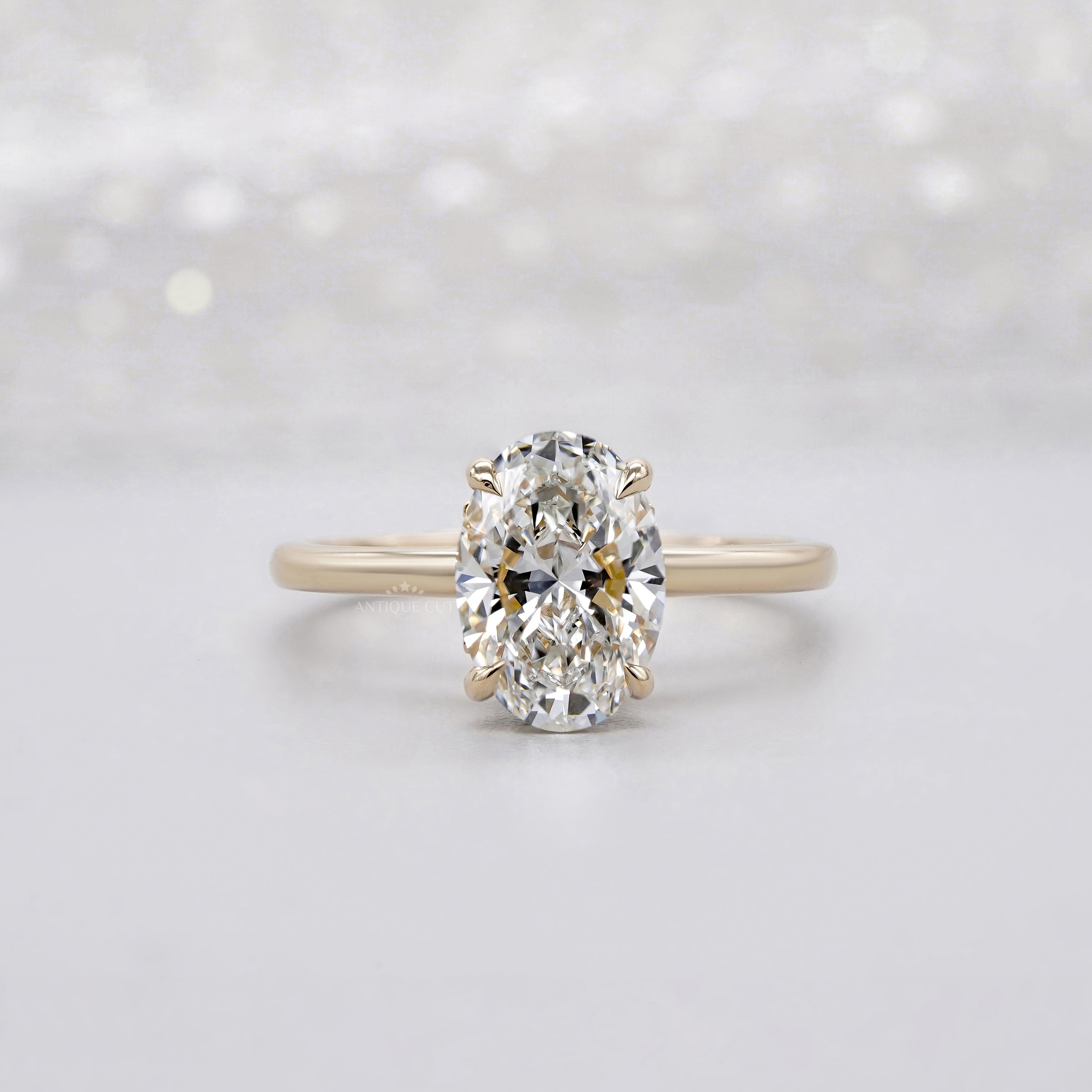 2.20tcw Oval Lab-Grown Diamond Engagement Ring | 2.00ct Center + Hidden Halo Side Stones | 14K Yellow Gold | IGI Certified