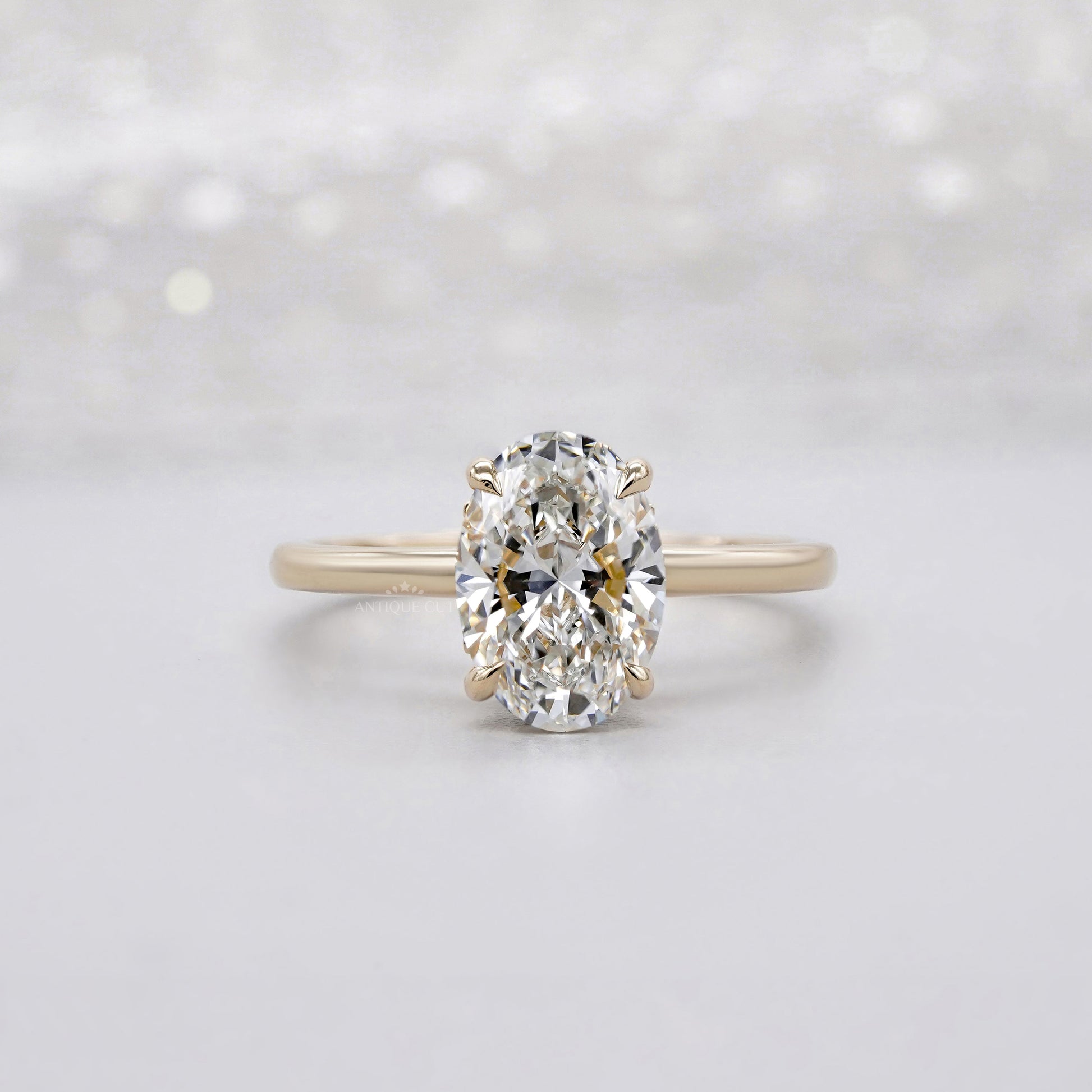 2.20tcw Oval Lab-Grown Diamond Engagement Ring | 2.00ct Center + Hidden Halo Side Stones | 14K Yellow Gold | IGI Certified