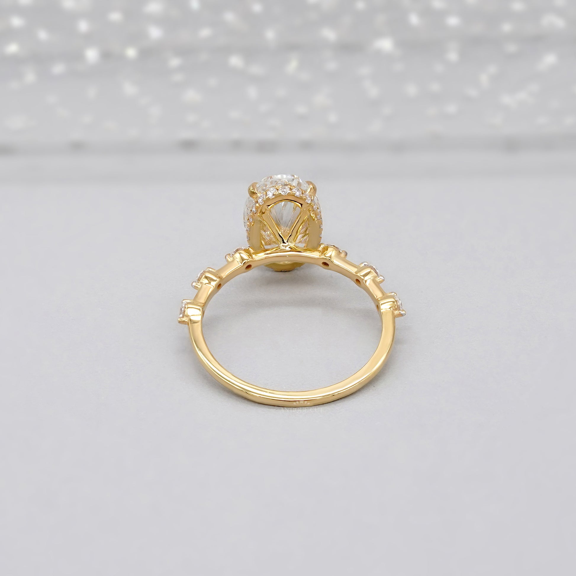 Custom - Oval 3.30tcw Lab-Grown Diamond Engagement Ring | 14kt Yellow Gold