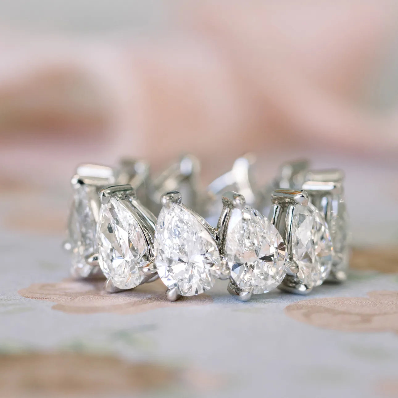 Pear Angled Eterrnity Band, EF Color, VS Clarity - IGI Certified Diamond