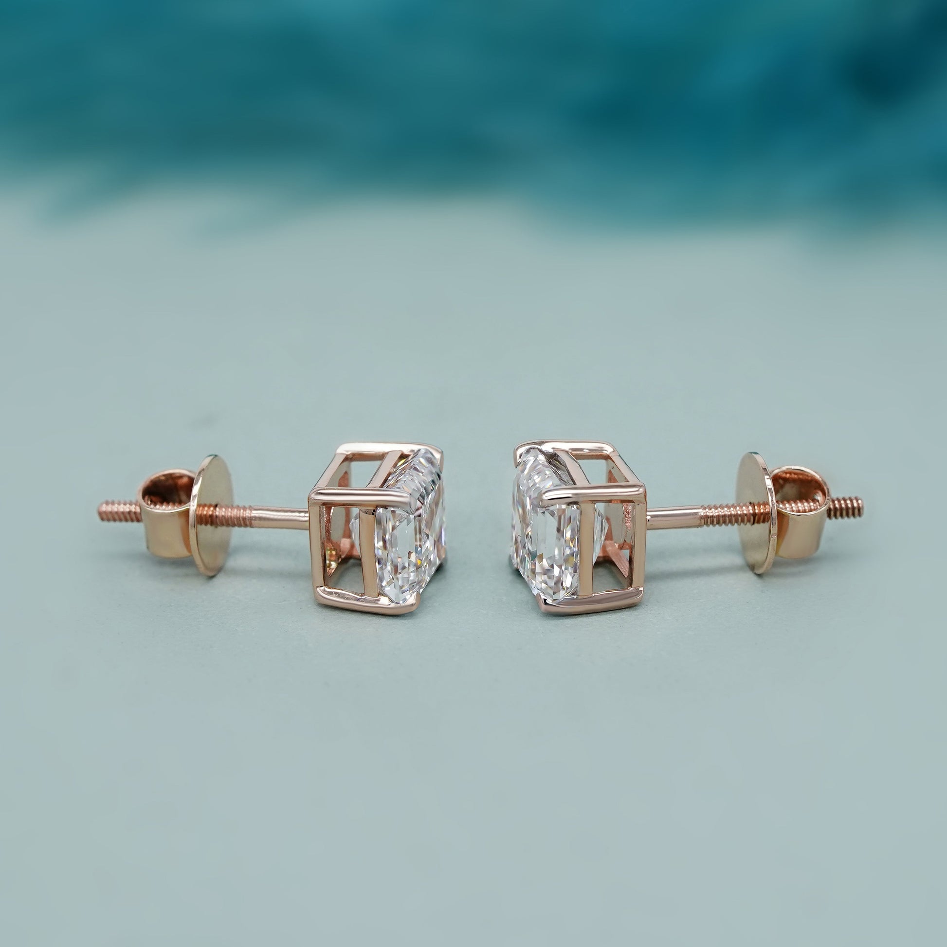 Asscher 3.00tcw Lab Grown Diamond Stud Earrings | 4 Prong | IGI Certified | DEF VVS–VS