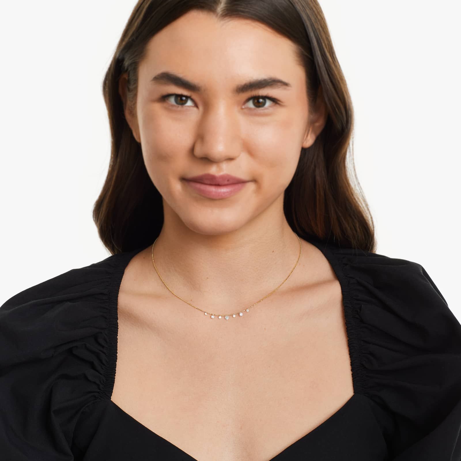 Round Lab Grown Diamond Bead Chain Necklace, EF Color, VS Clarity - IGI Certificate