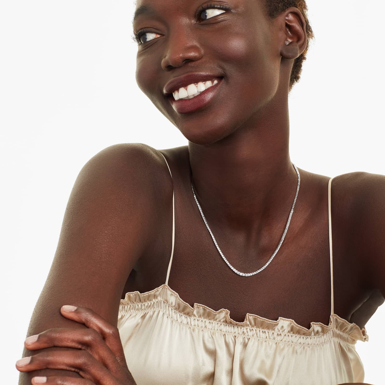 Round Lab Grown Diamond Tennis Necklace, EF Color, EF Clarity - IGI Certificate