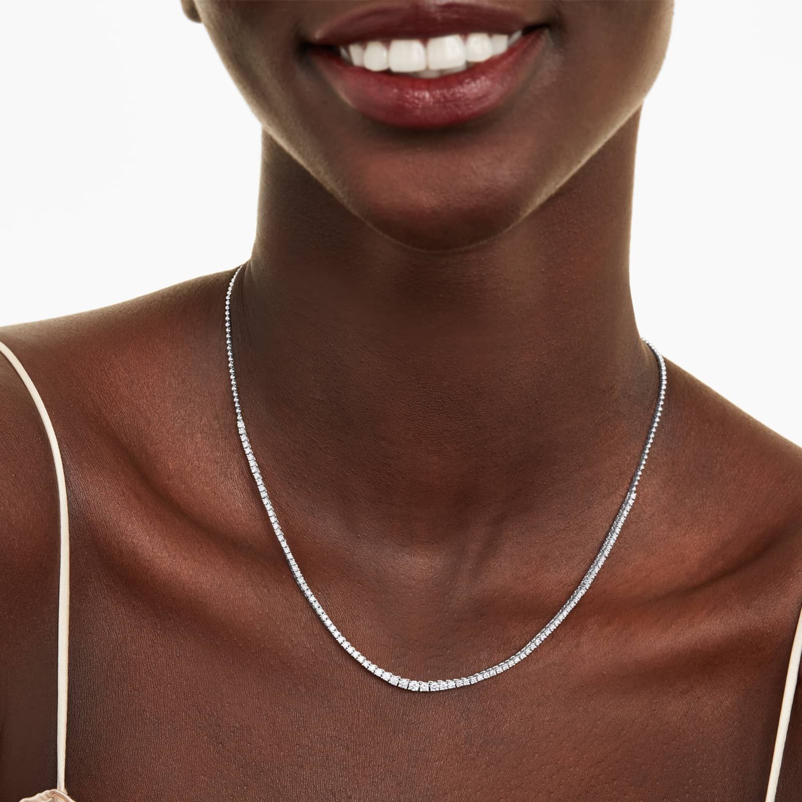 Round Lab Grown Diamond Tennis Necklace, EF Color, EF Clarity - IGI Certificate