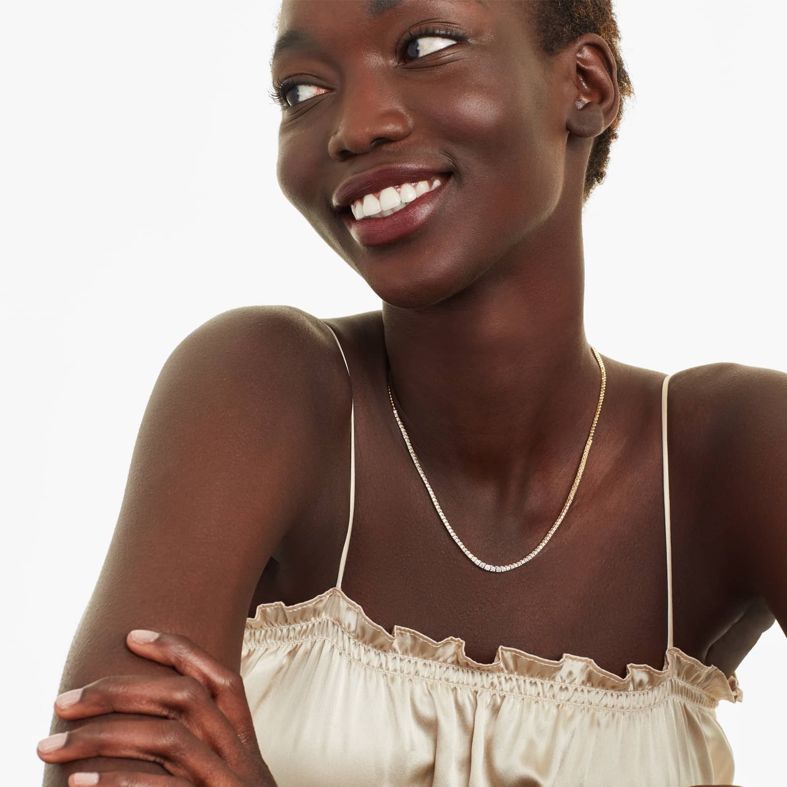 14K Yellow Gold Riviera Diamond Necklace