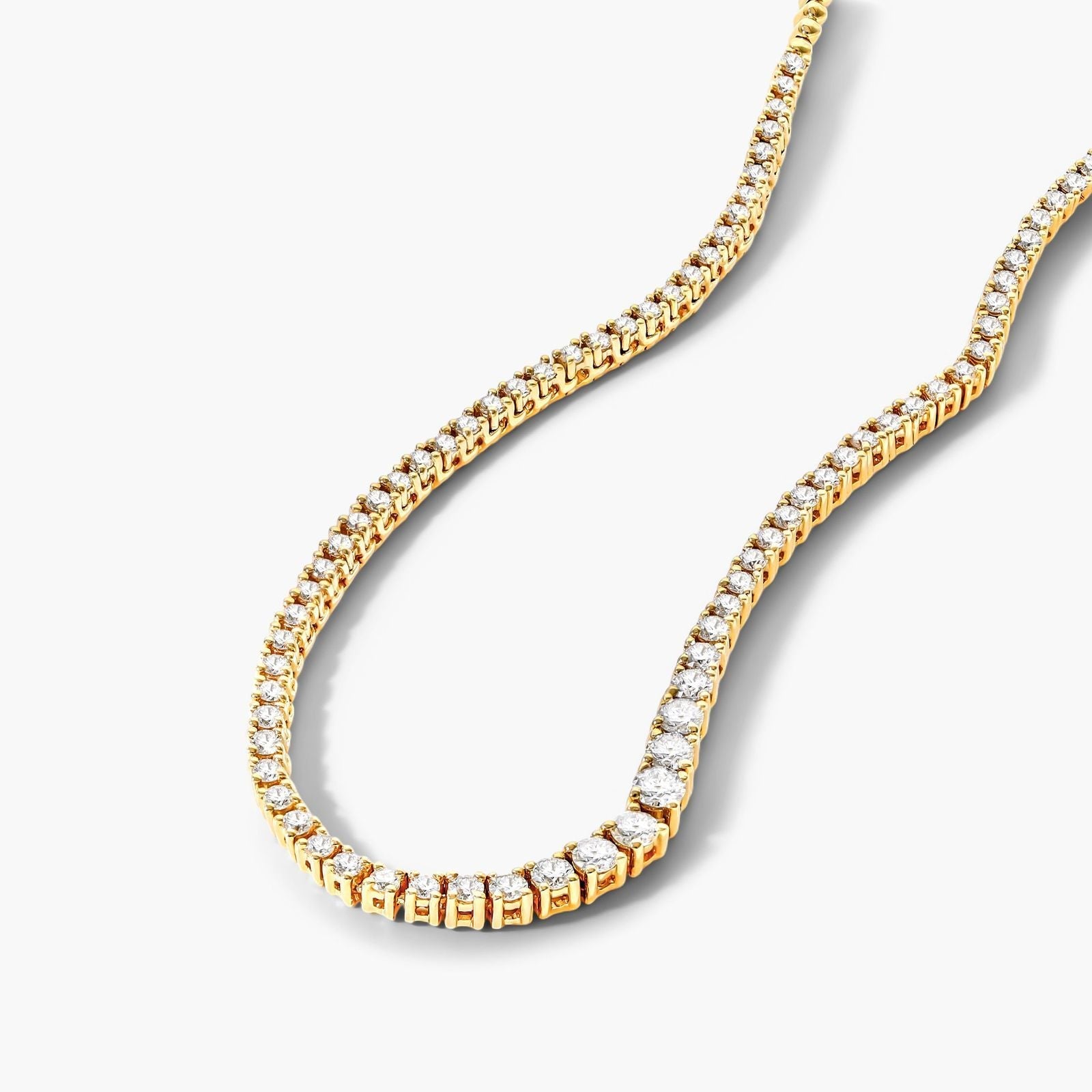14K Yellow Gold Riviera Diamond Necklace