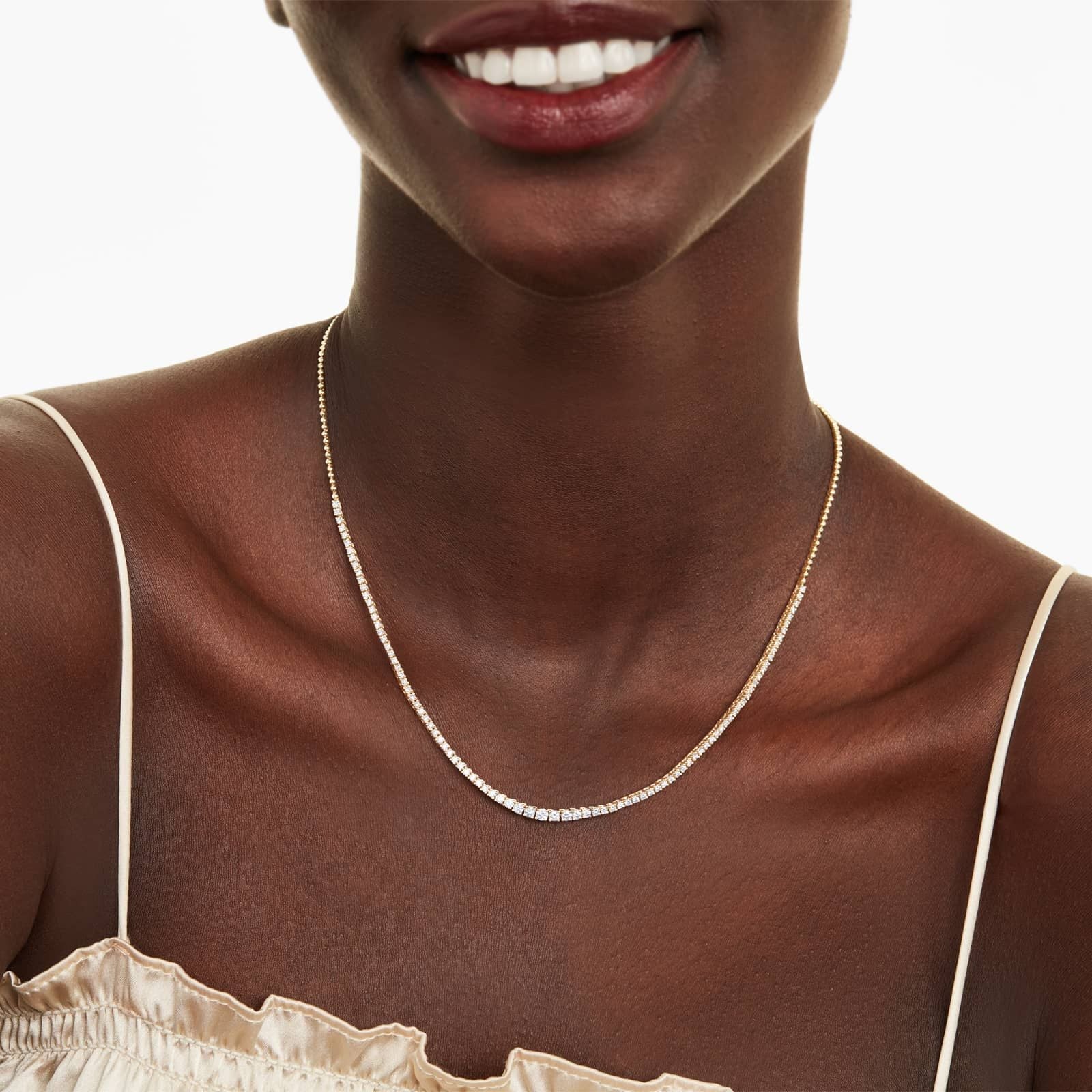 14K Yellow Gold Riviera Diamond Necklace