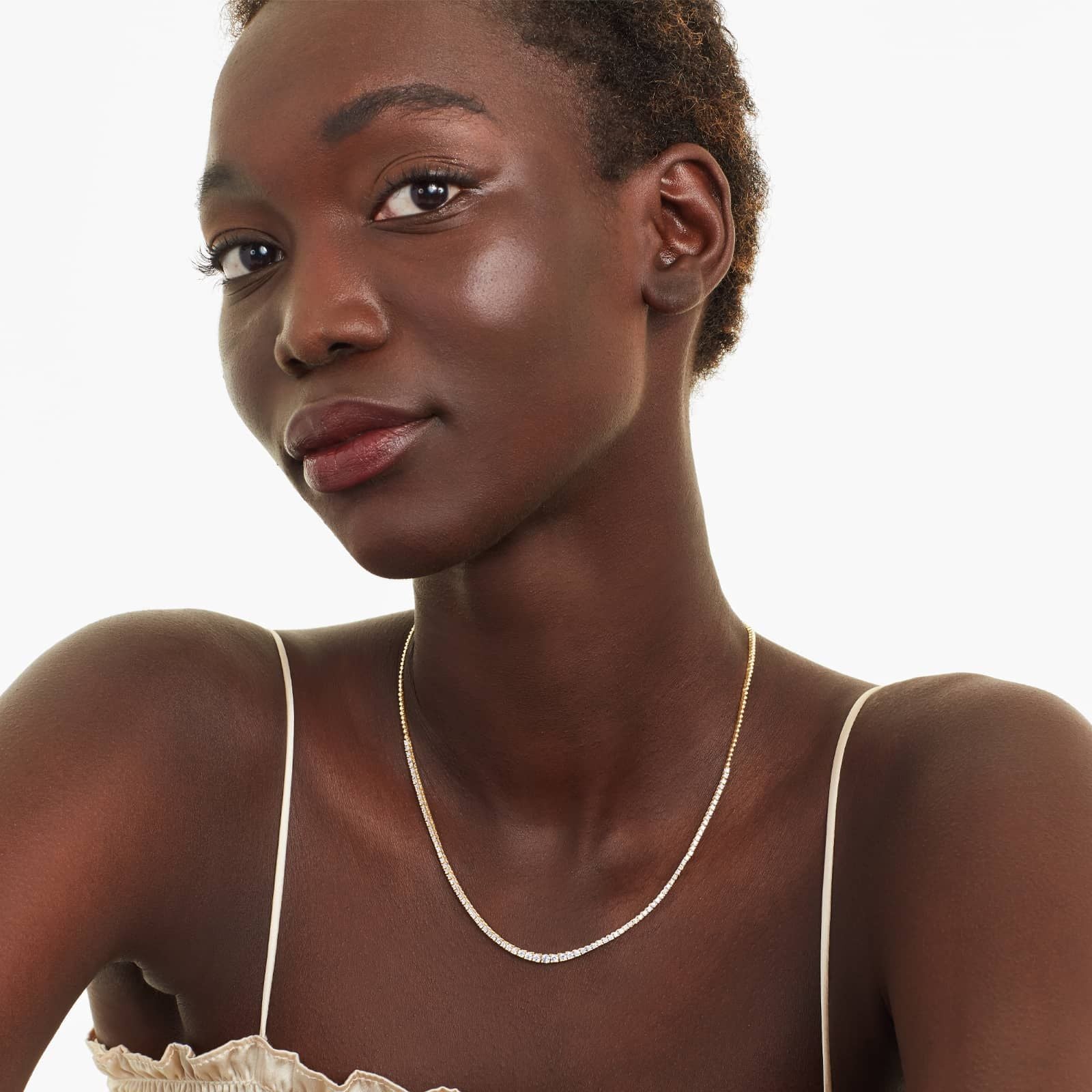 14K Yellow Gold Riviera Diamond Necklace