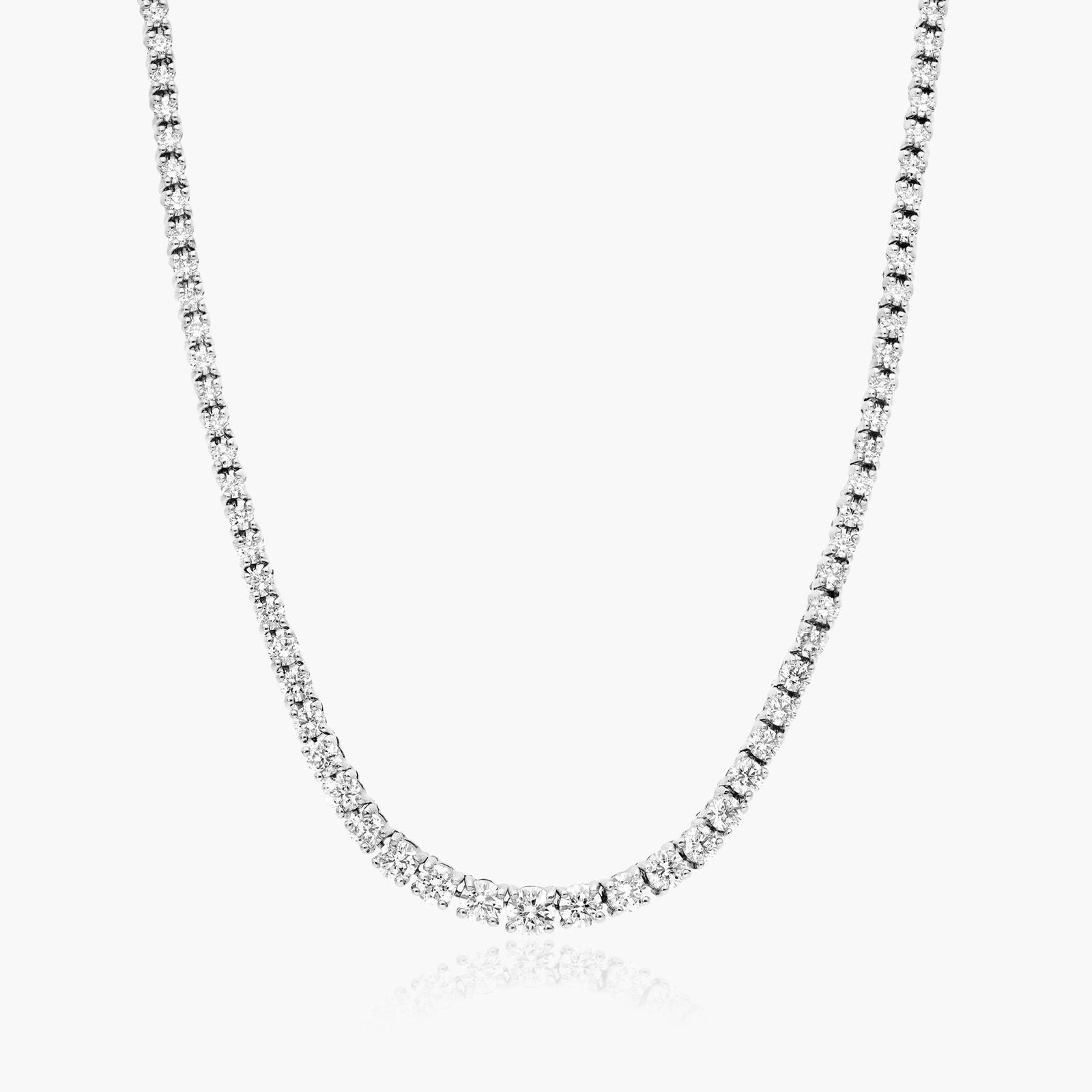 14K White Gold Riviera Tennis Necklace