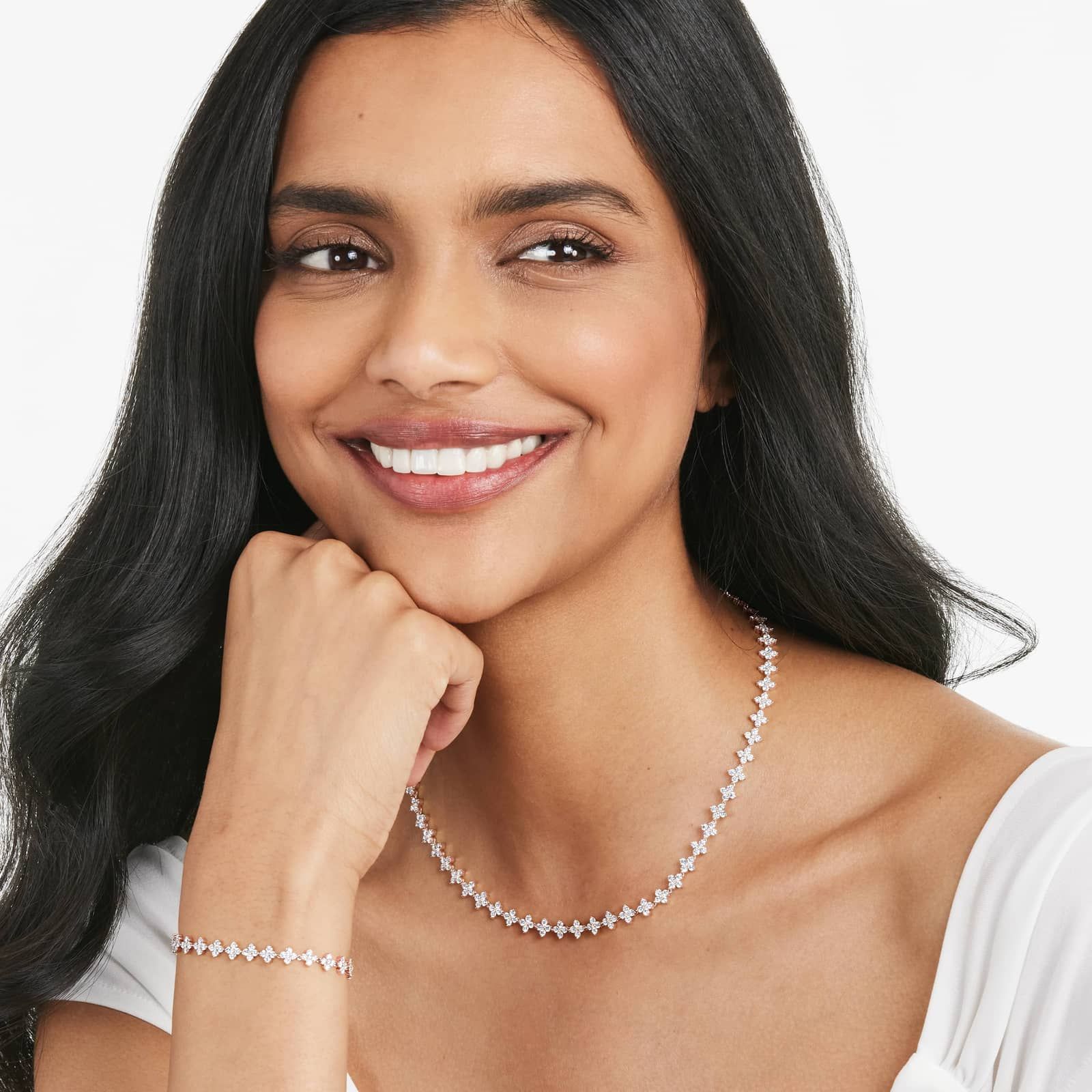 Round Lab Grown Diamond Blossom Tennis Bracelet, EF Color, VS Clarity, IGI Certified