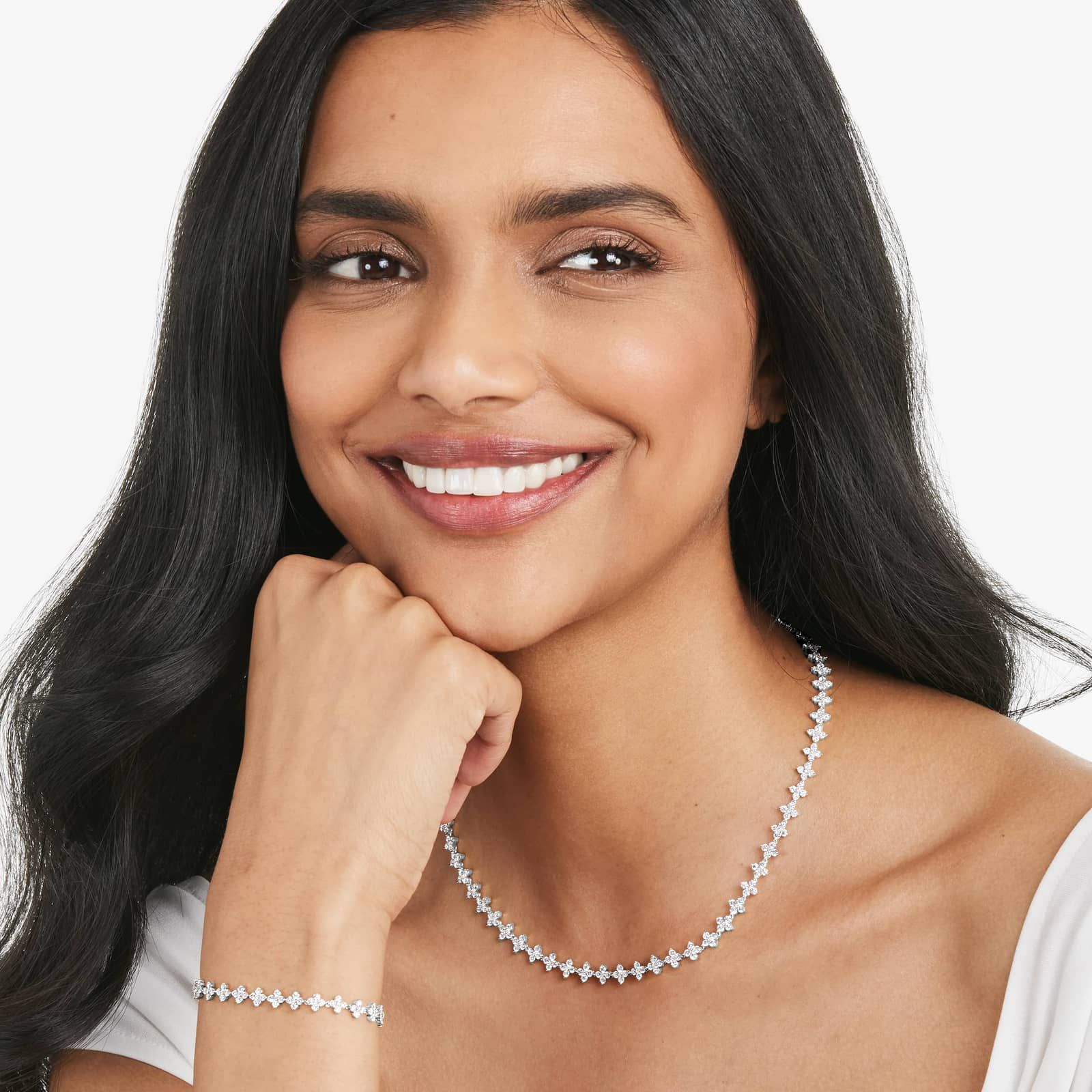 Round Lab Grown Diamond Blossom Tennis Bracelet, EF Color, VS Clarity, IGI Certified