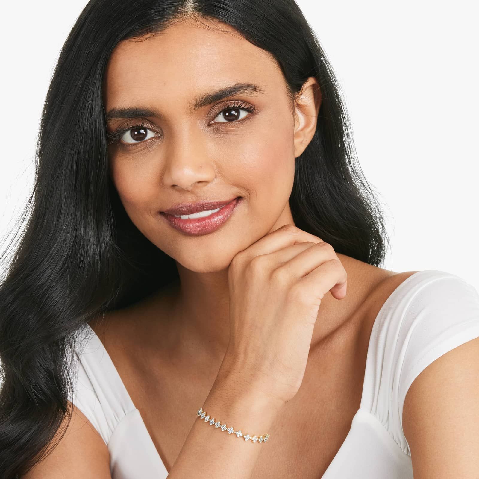 Round Lab Grown Diamond Blossom Tennis Bracelet, EF Color, VS Clarity, IGI Certified