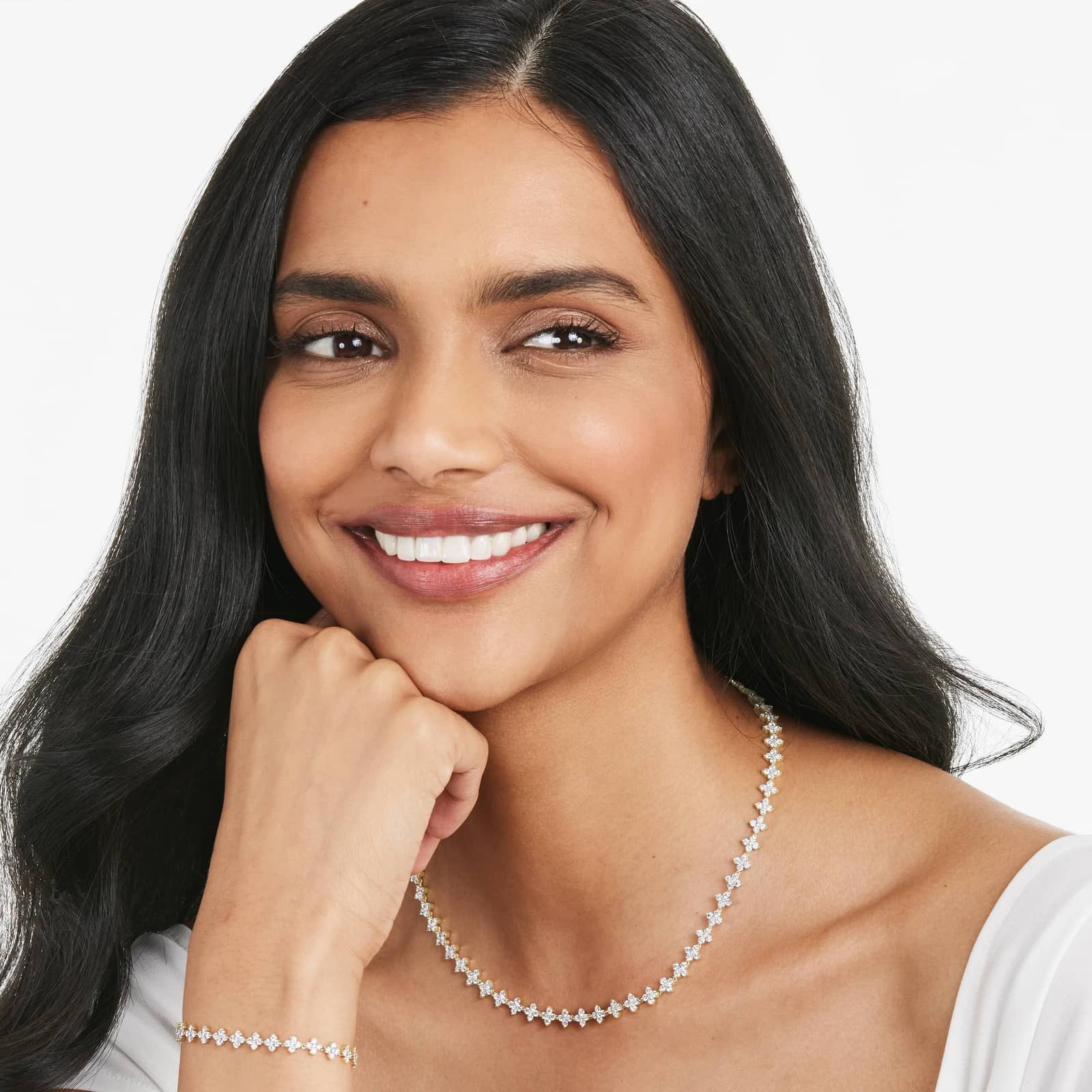 Round Lab Grown Diamond Blossom Tennis Bracelet, EF Color, VS Clarity, IGI Certified