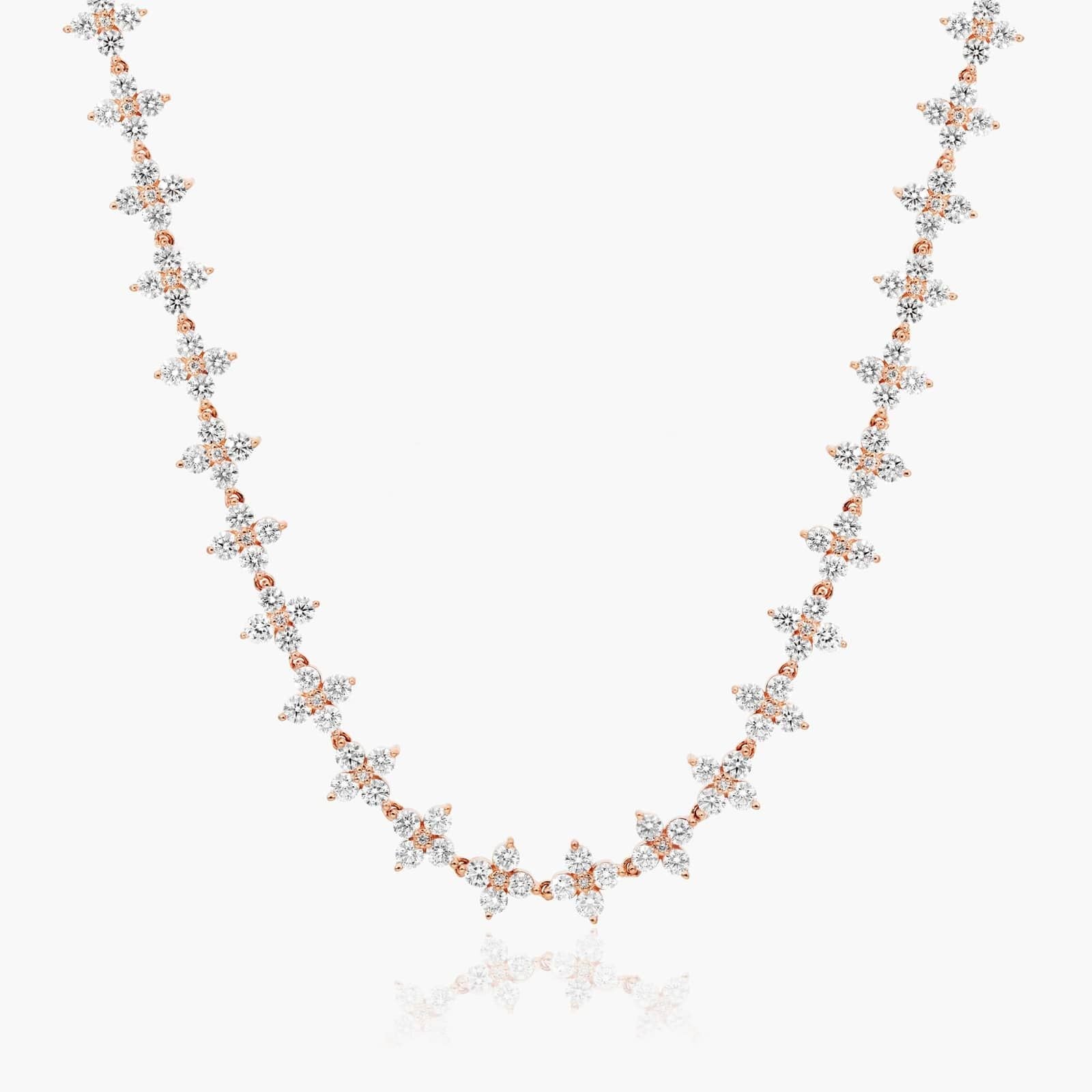 Round Lab Grown Diamond Tennis Necklace, EF Color, VS Clarity, IGI Certificate