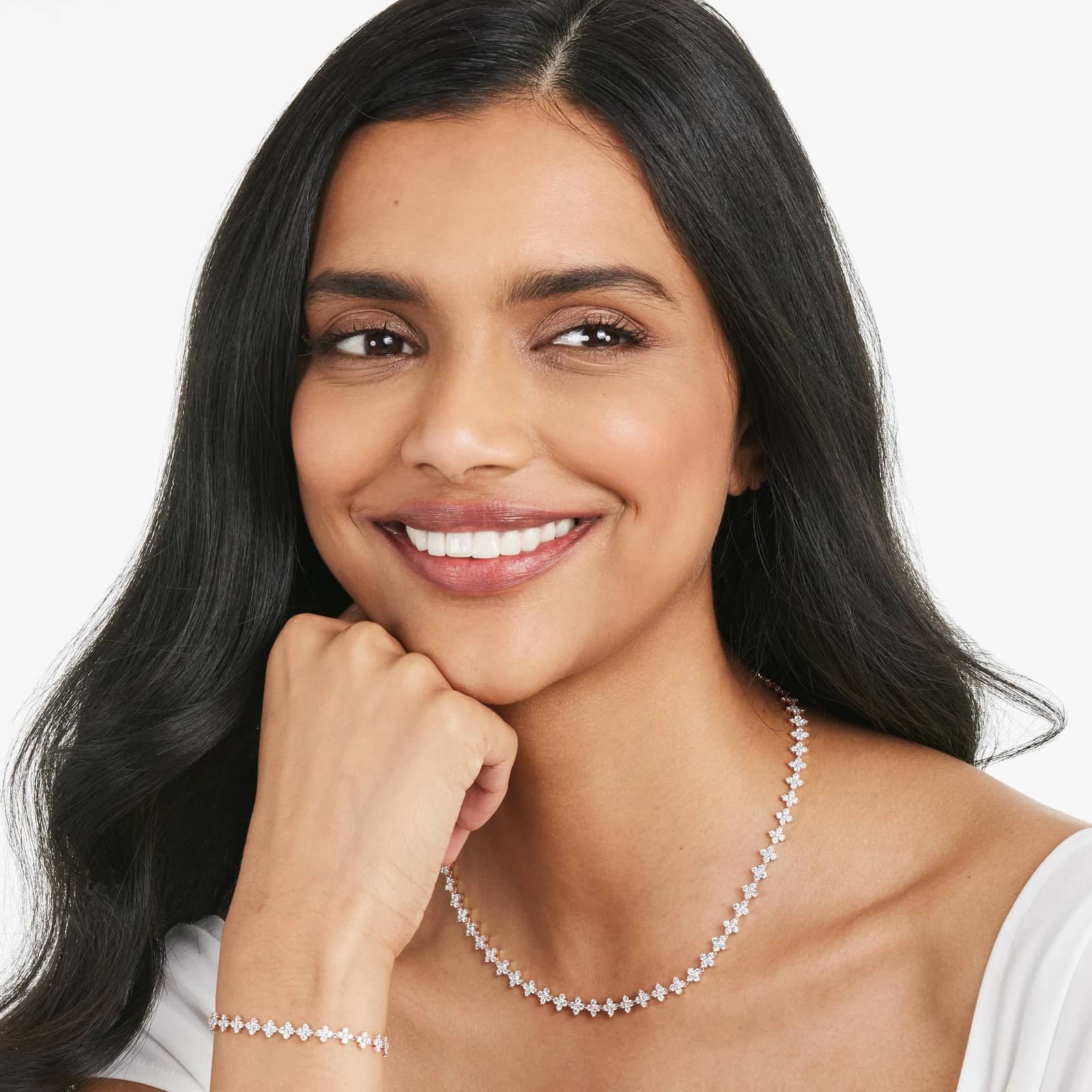 Round Lab Grown Diamond Tennis Necklace, EF Color, VS Clarity, IGI Certificate