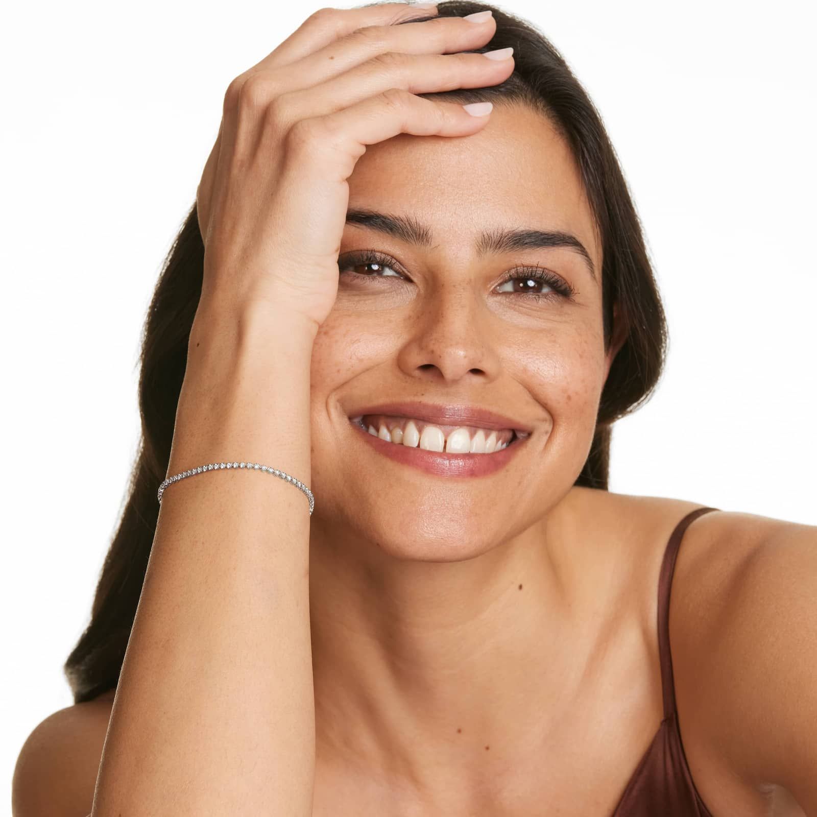 Round Lab Grown Diamond Petite Diamond Tennis Bracelet, EF Color, VS Clarity