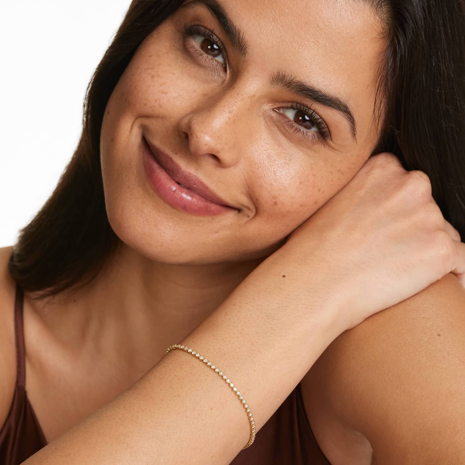 Round Lab Grown Diamond Petite Diamond Tennis Bracelet, EF Color, VS Clarity