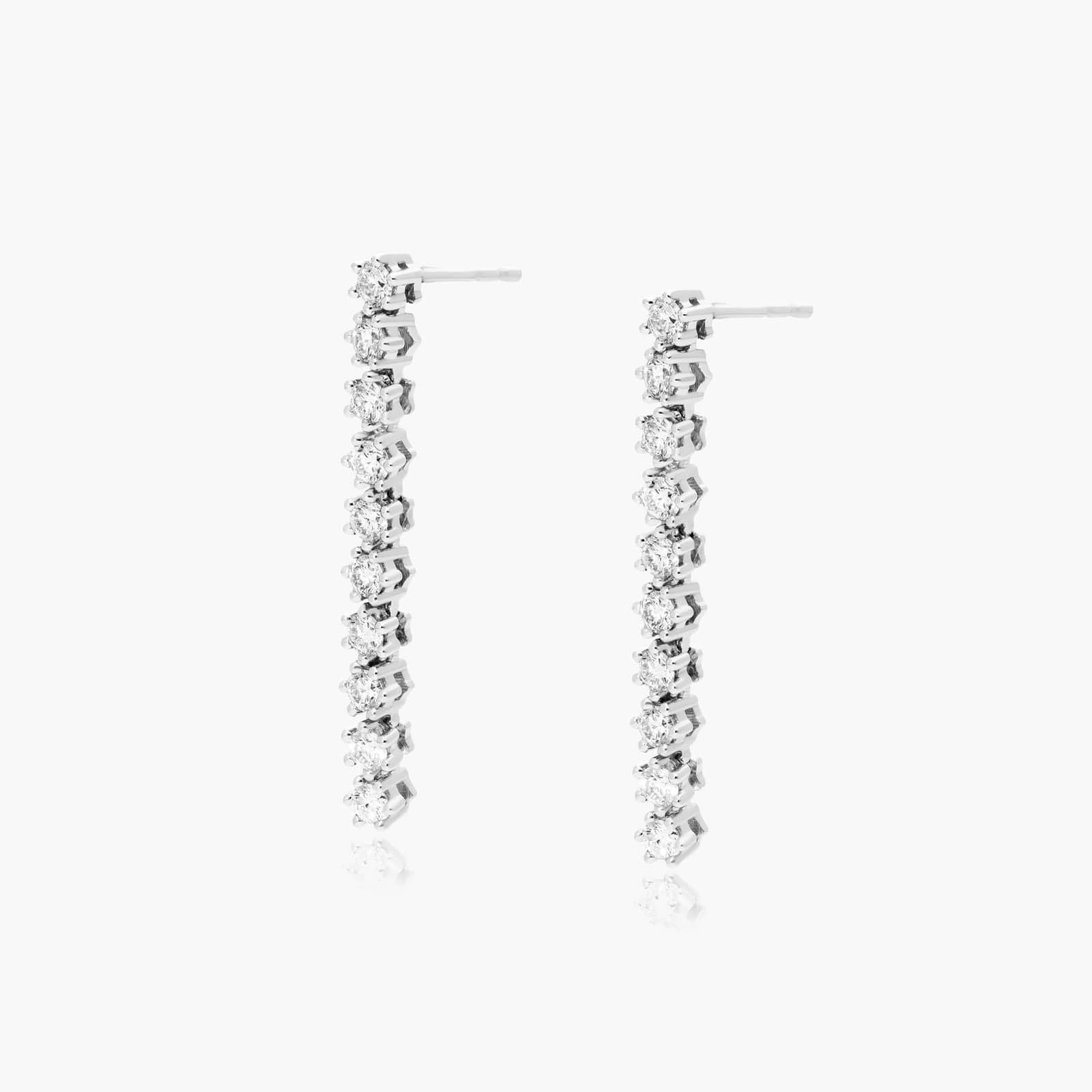 White :: elegant 0.75 carat lab grown diamond earrings vertical drop style white gold graceful fine jewelry