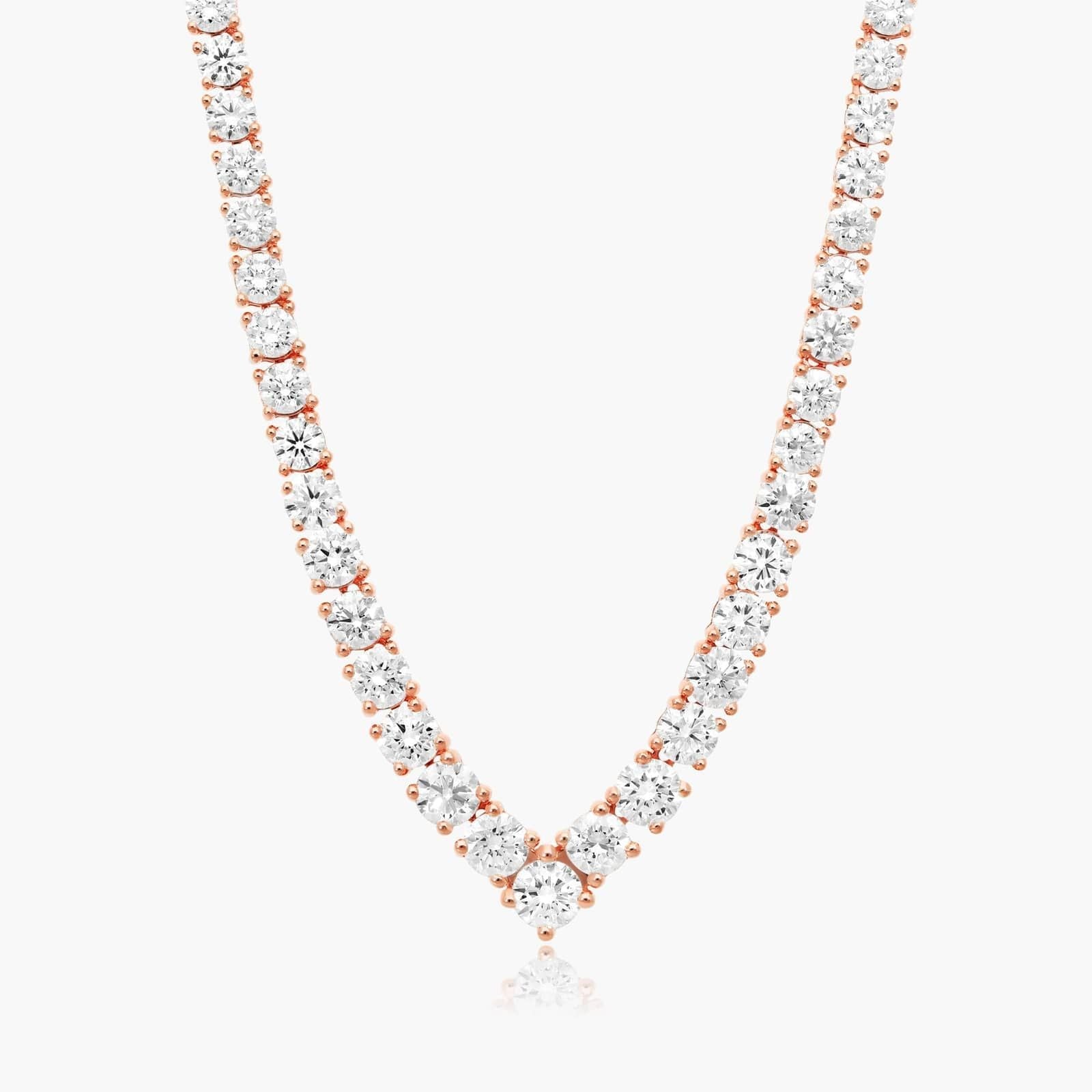 Round Lab Grown Diamond Tennis Necklace, EF Color, VS Clarity, IGI Certificate
