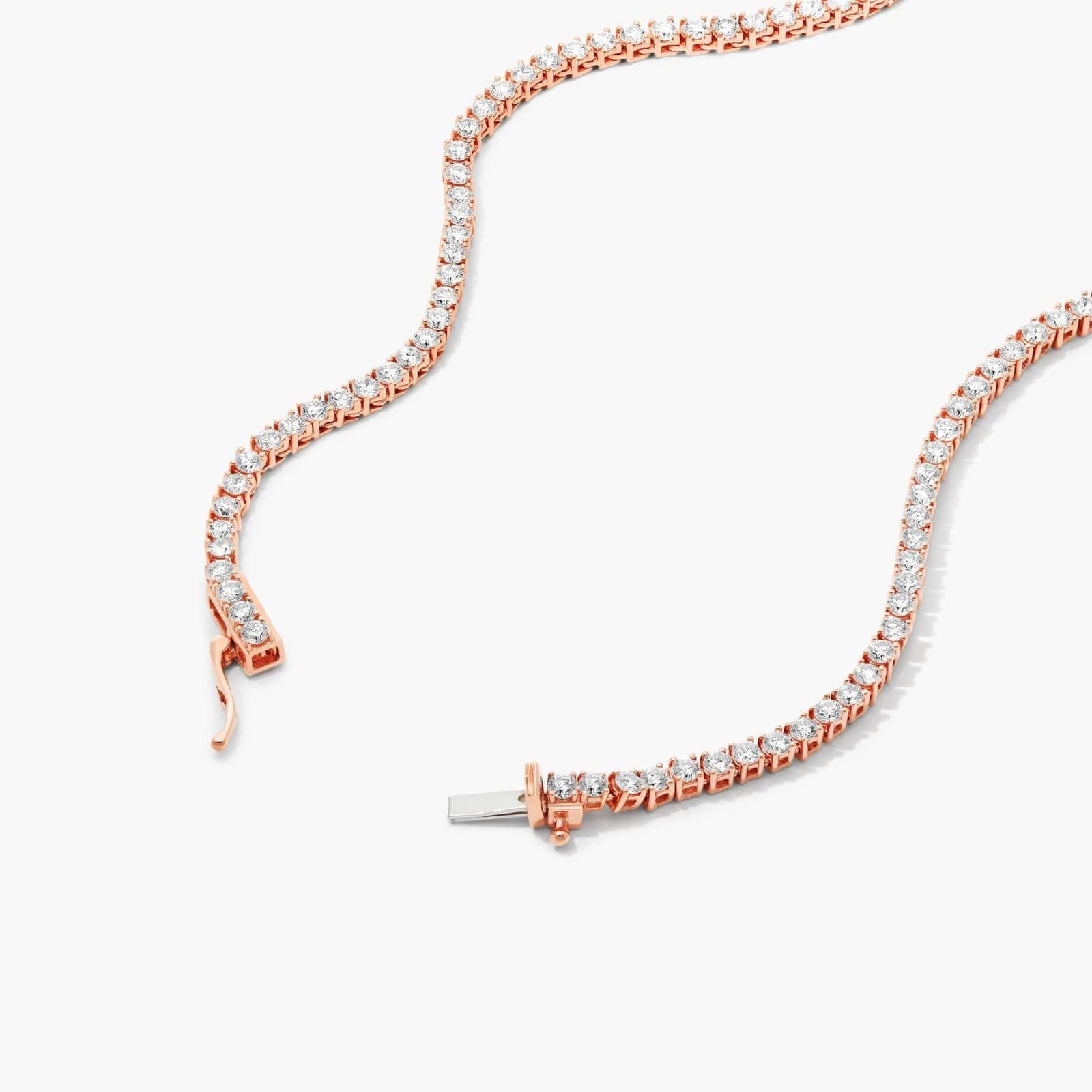 Round Lab Grown Diamond Tennis Necklace, EF Color, VS Clarity, IGI Certificate