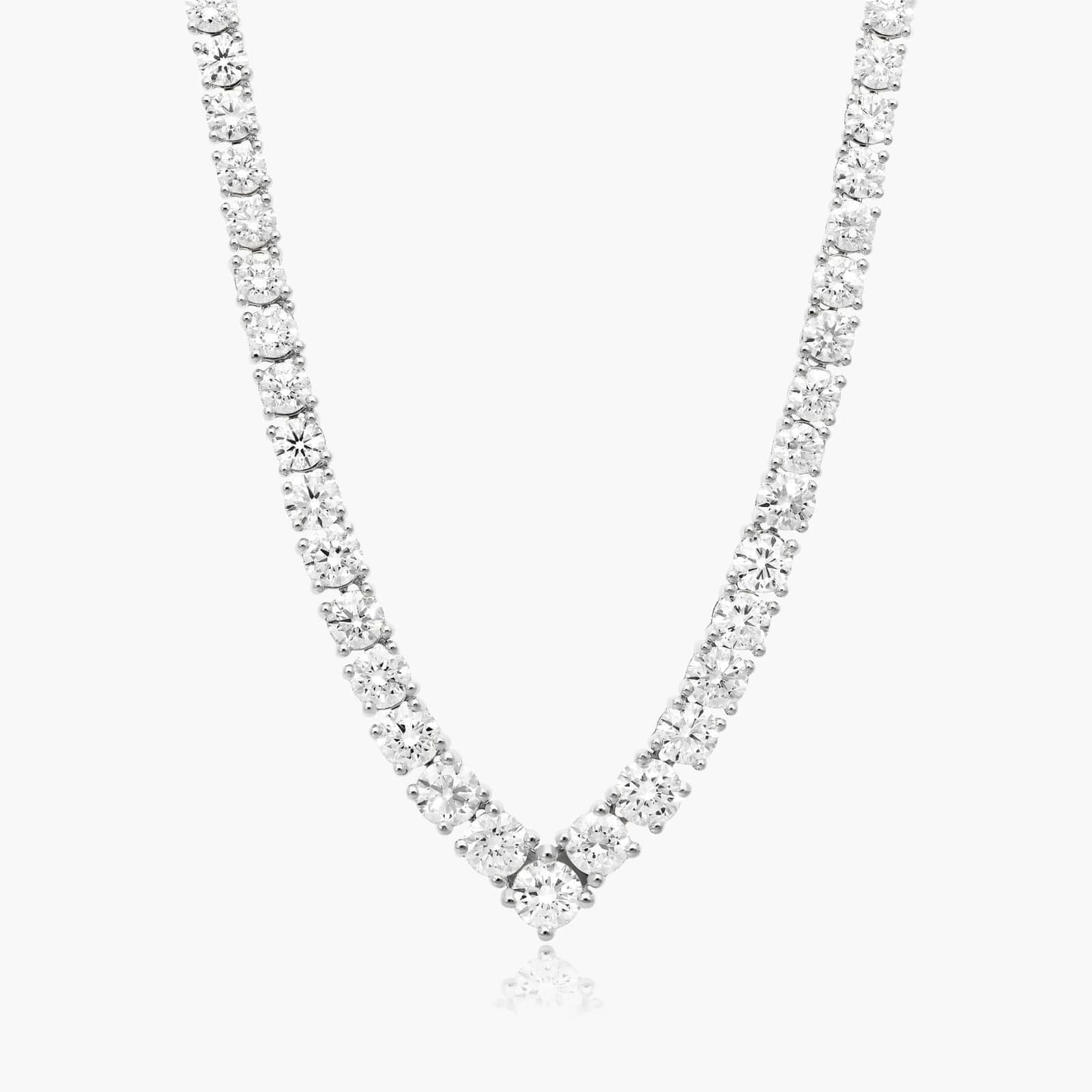 Round Lab Grown Diamond Tennis Necklace, EF Color, VS Clarity, IGI Certificate