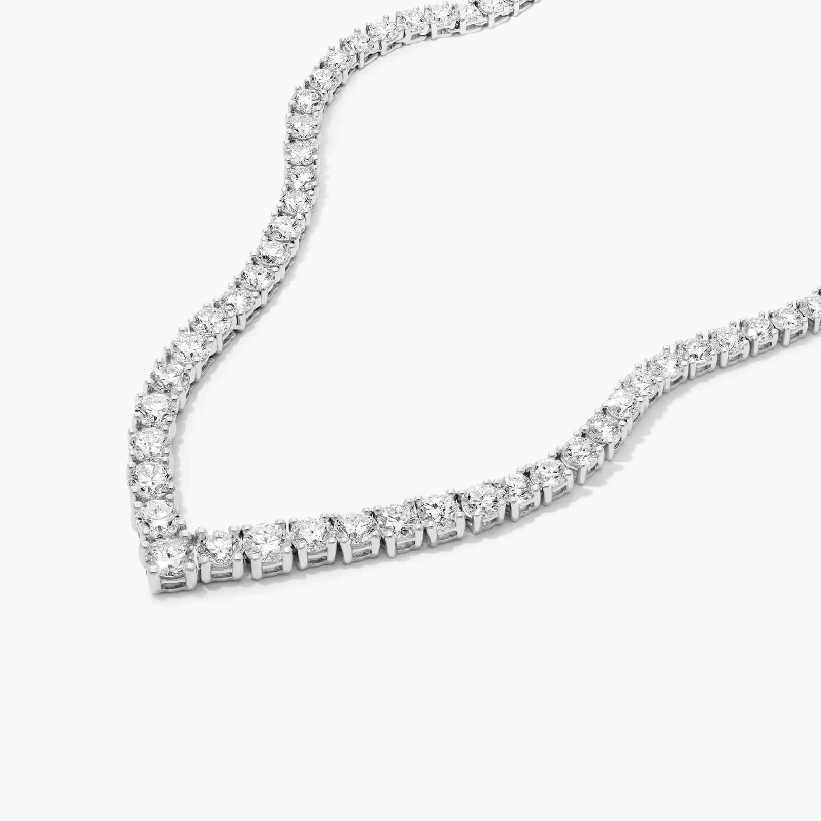 Round Lab Grown Diamond Tennis Necklace, EF Color, VS Clarity, IGI Certificate