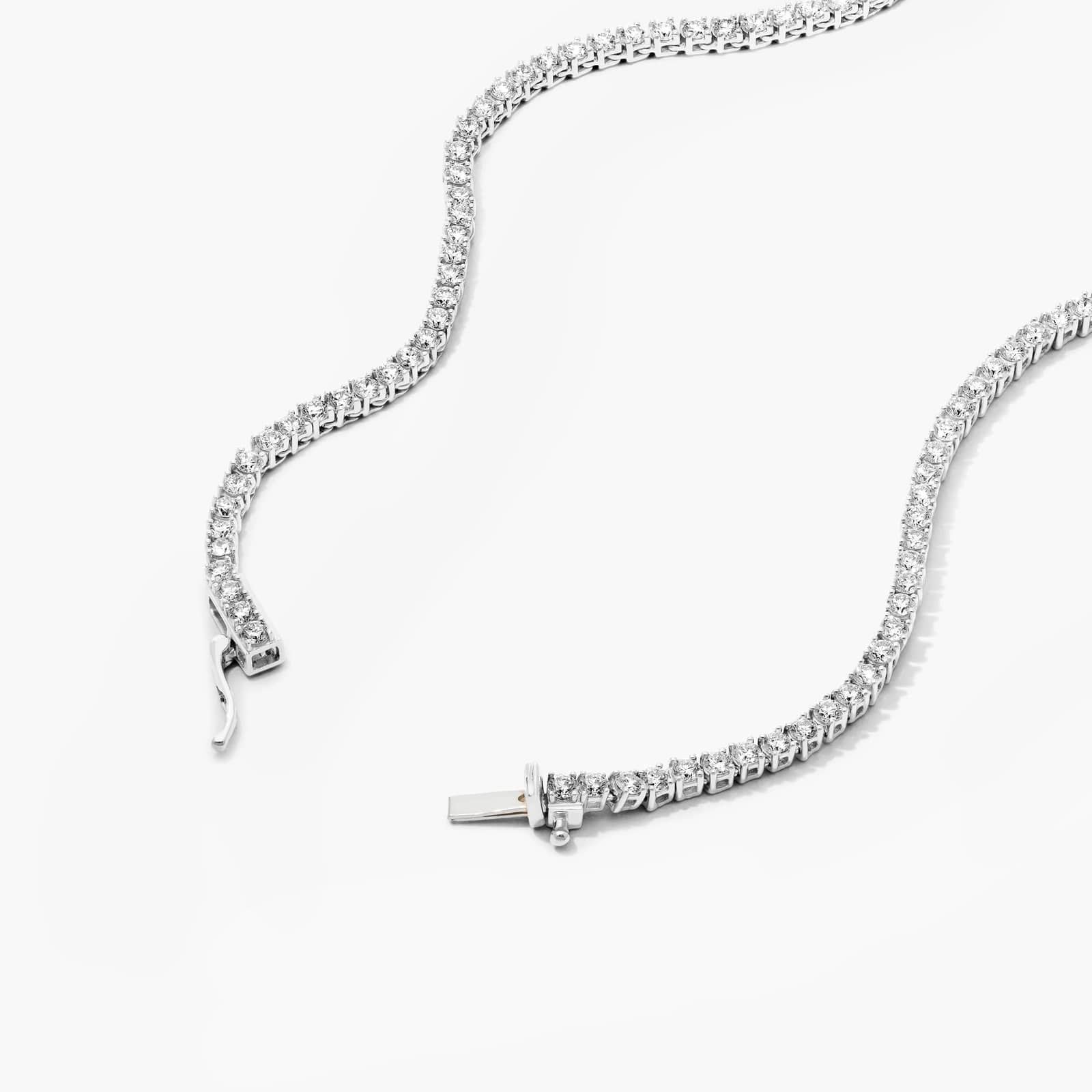Round Lab Grown Diamond Tennis Necklace, EF Color, VS Clarity, IGI Certificate