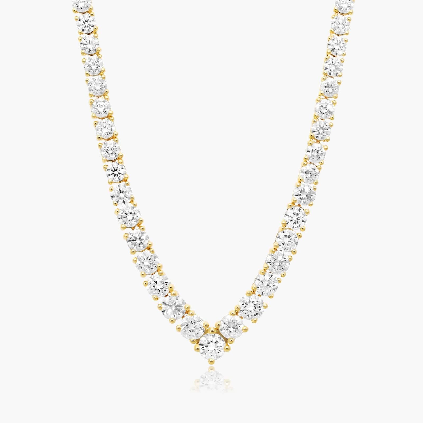 Round Lab Grown Diamond Tennis Necklace, EF Color, VS Clarity, IGI Certificate