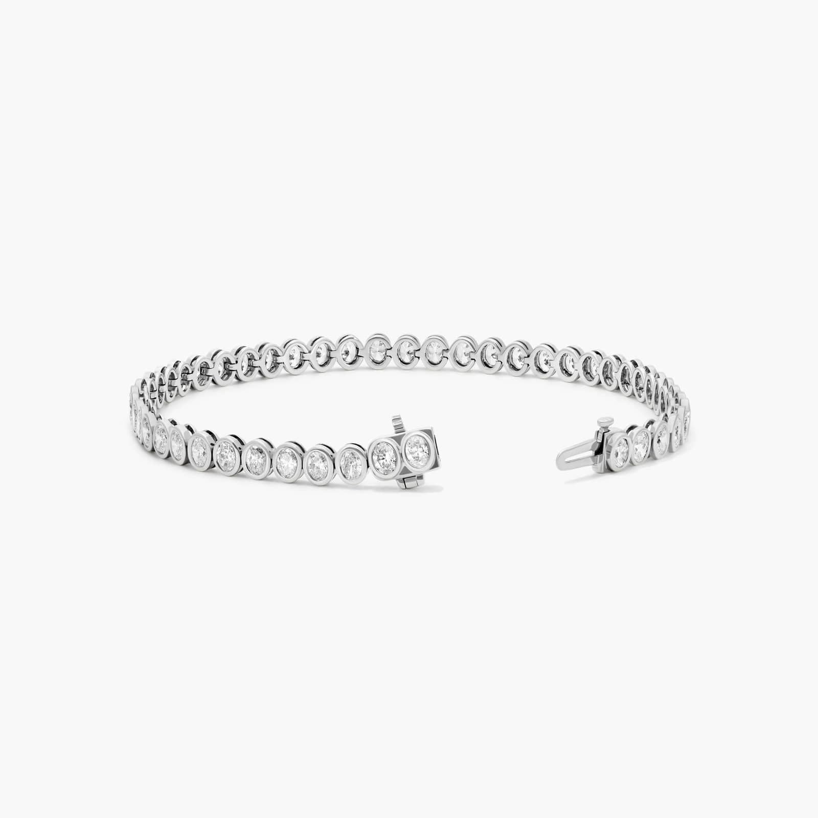 Oval Lab Grown diamond Bezel Tennis Bracelet, EF Color, VS Clarity, IGI Certified