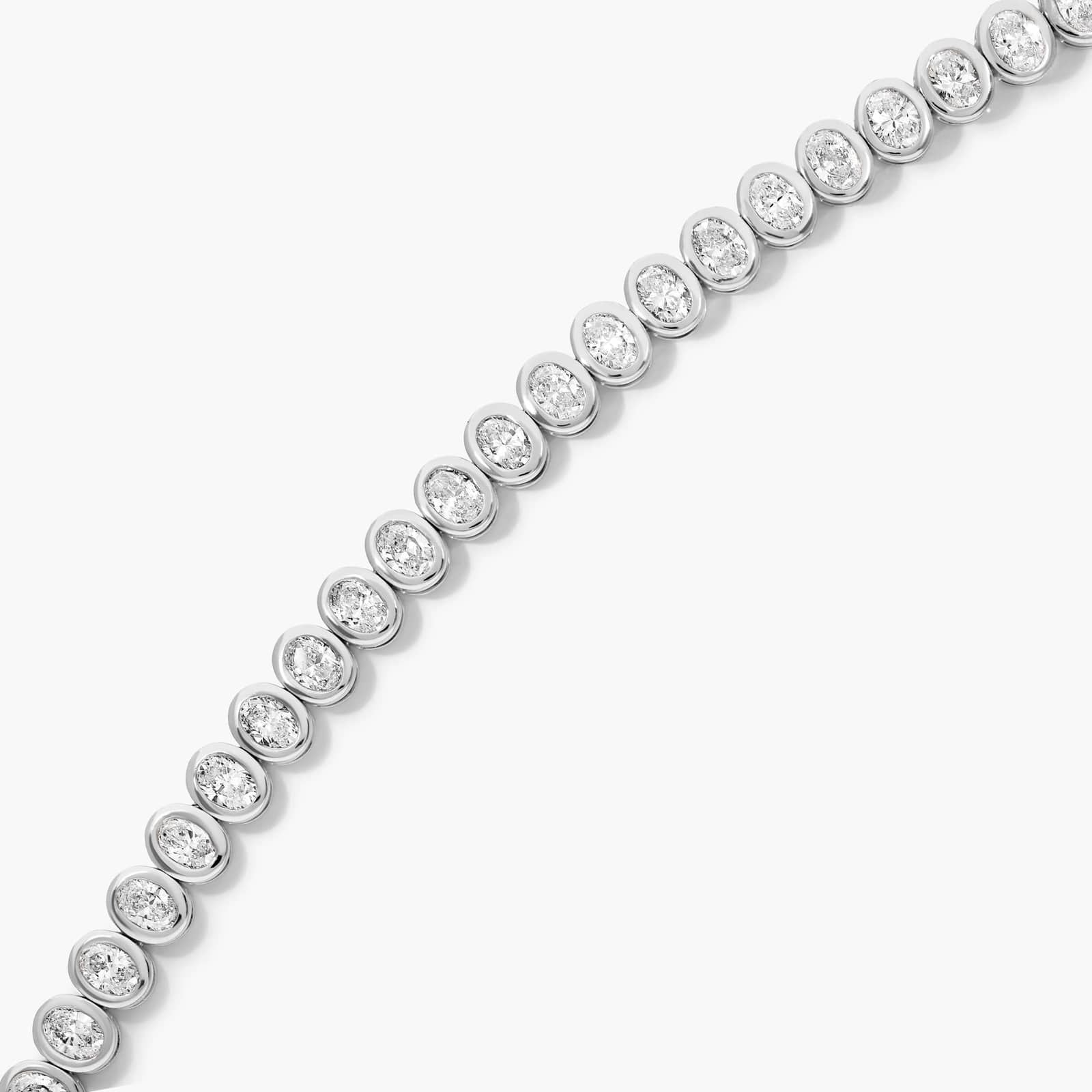 Oval Lab Grown diamond Bezel Tennis Bracelet, EF Color, VS Clarity, IGI Certified