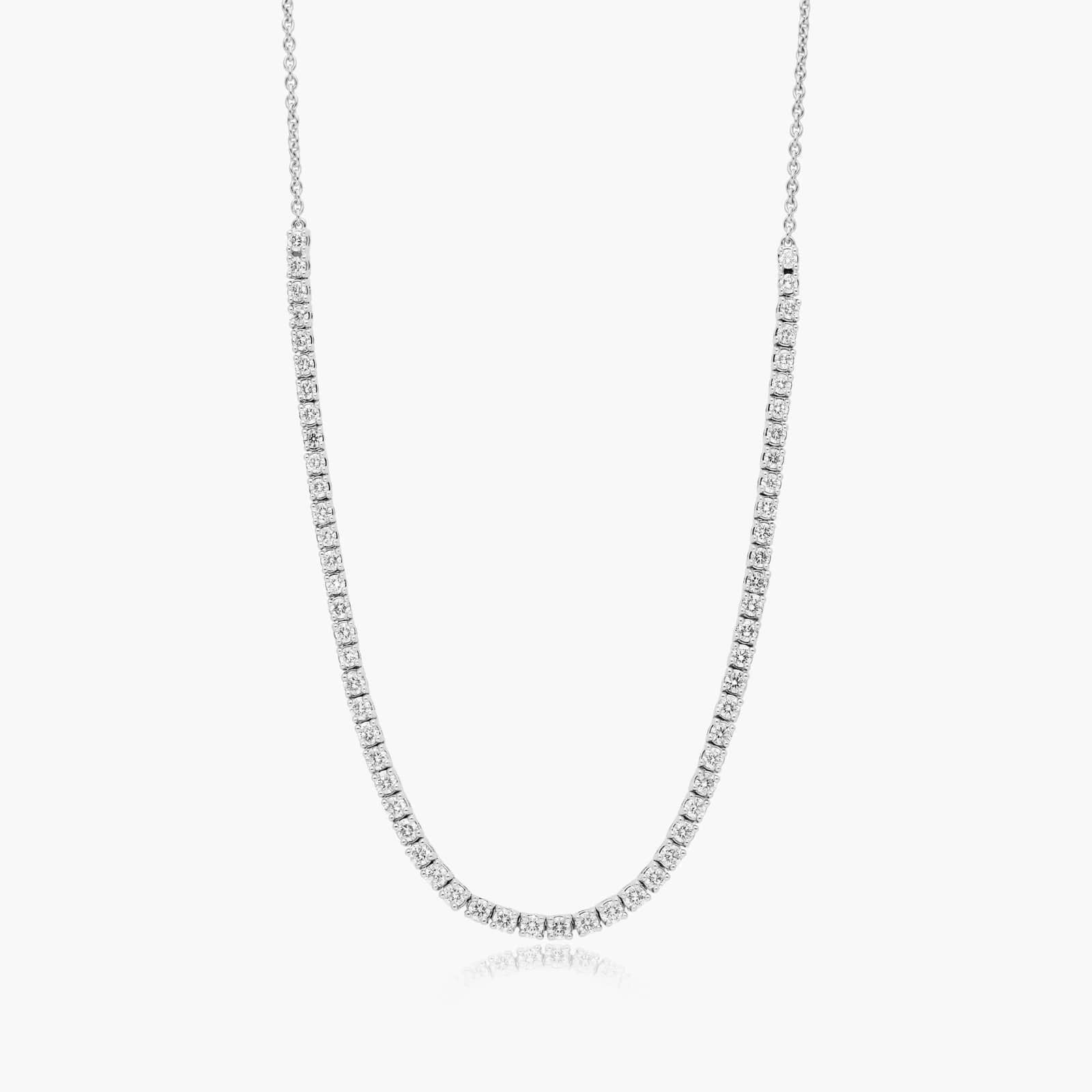 Round Lab Grown Diamond Half Tennis Necklace, EF Color, VS Clarity, IGI Certified
