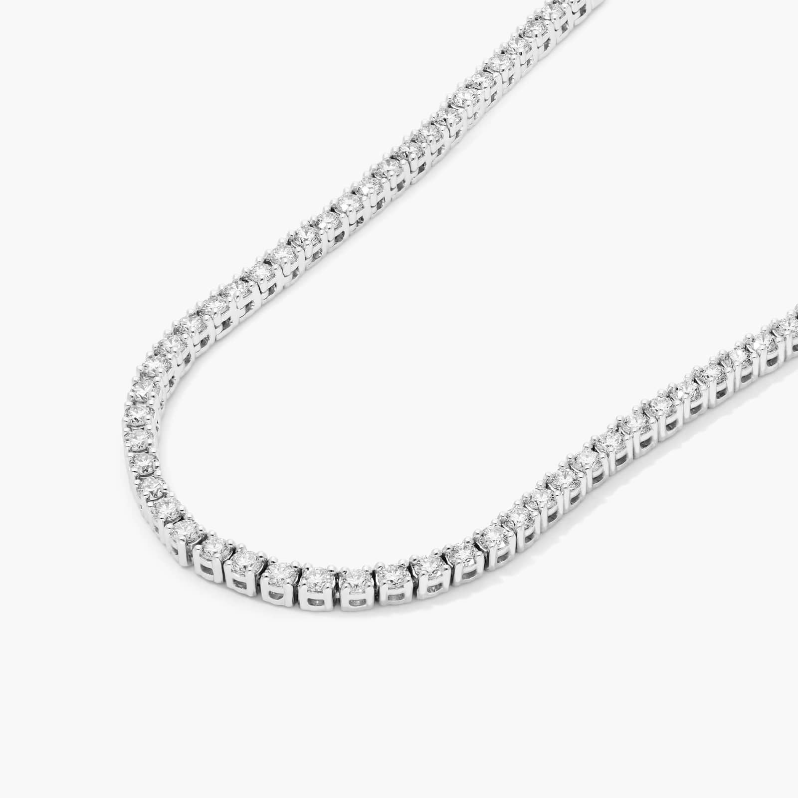 Round Lab Grown Diamond Half Tennis Necklace, EF Color, VS Clarity, IGI Certified