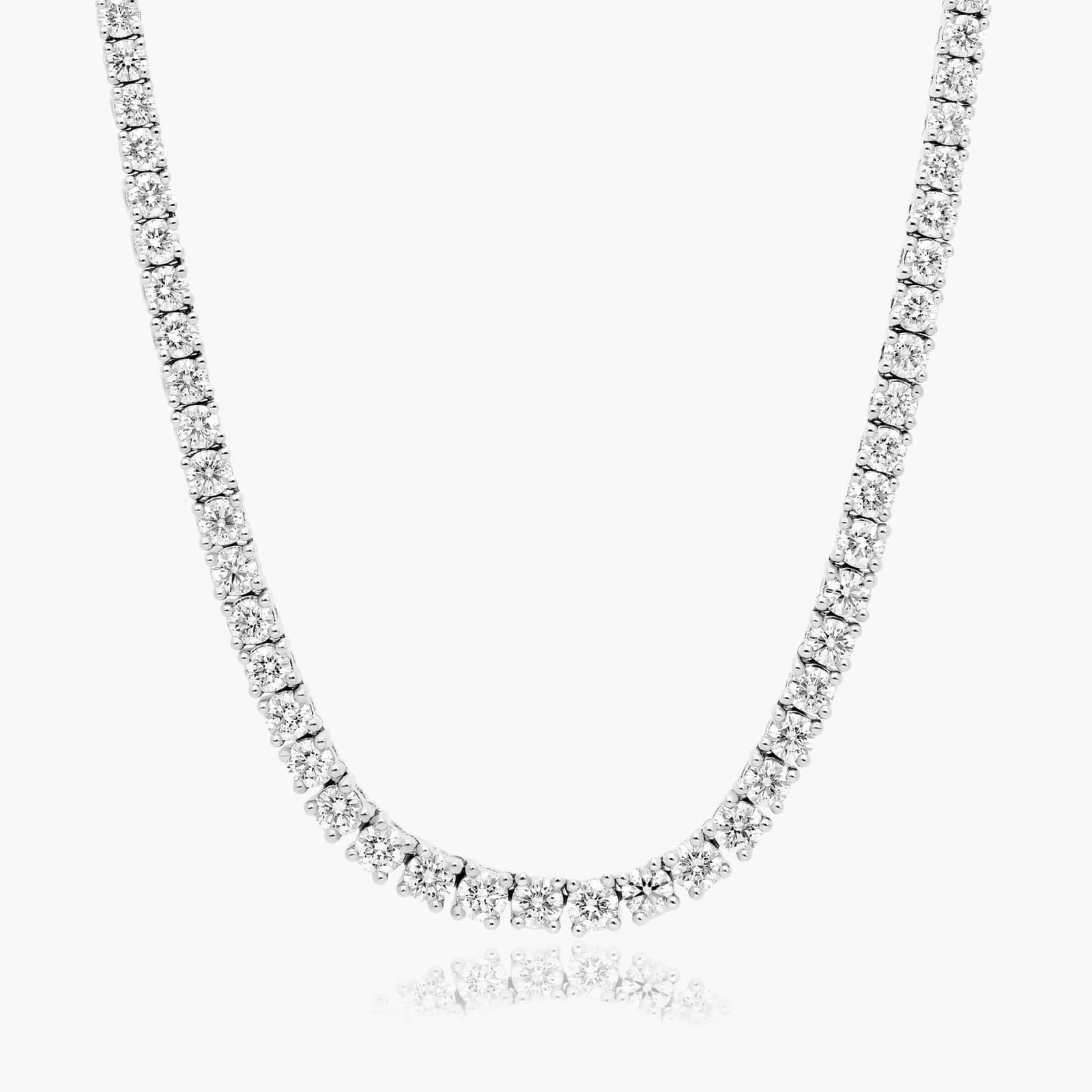 Round Lab Grown Diamond Half Tennis Necklace, EF Color, VS Clarity, IGI Certified